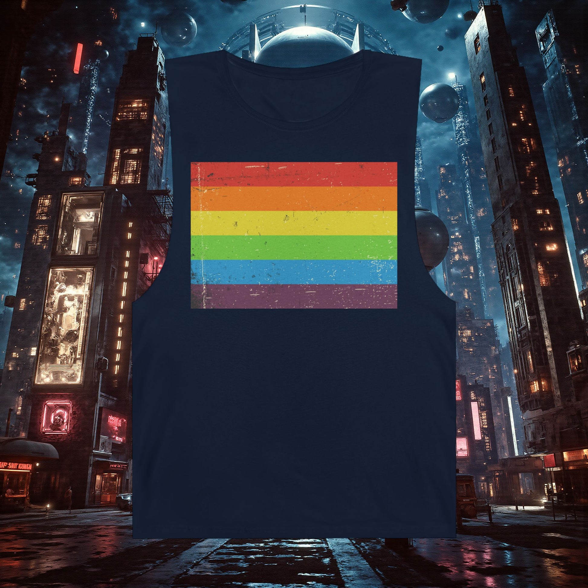 Muscle Tank | Distressed Vintage Pride Flag