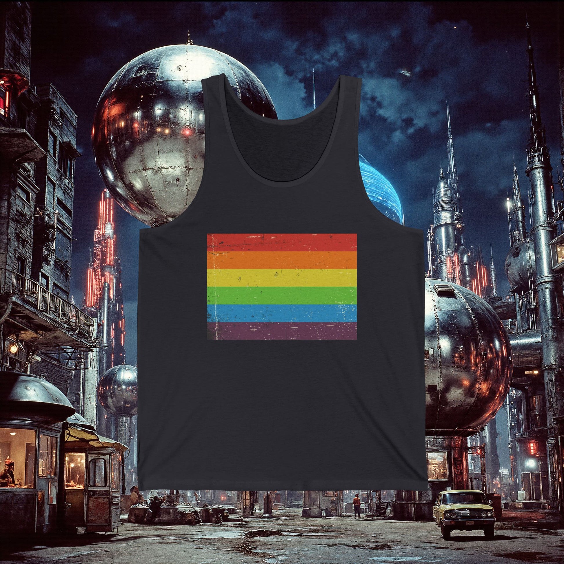 Jersey Tank | Distressed Vintage Pride Flag