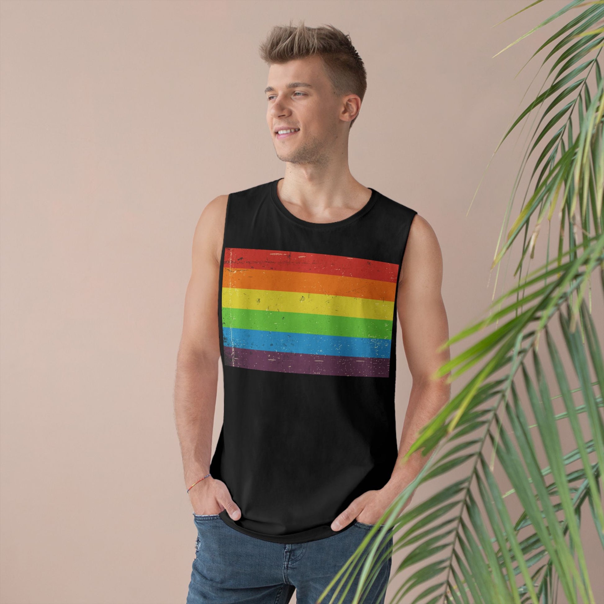 Muscle Tank | Distressed Vintage Pride Flag