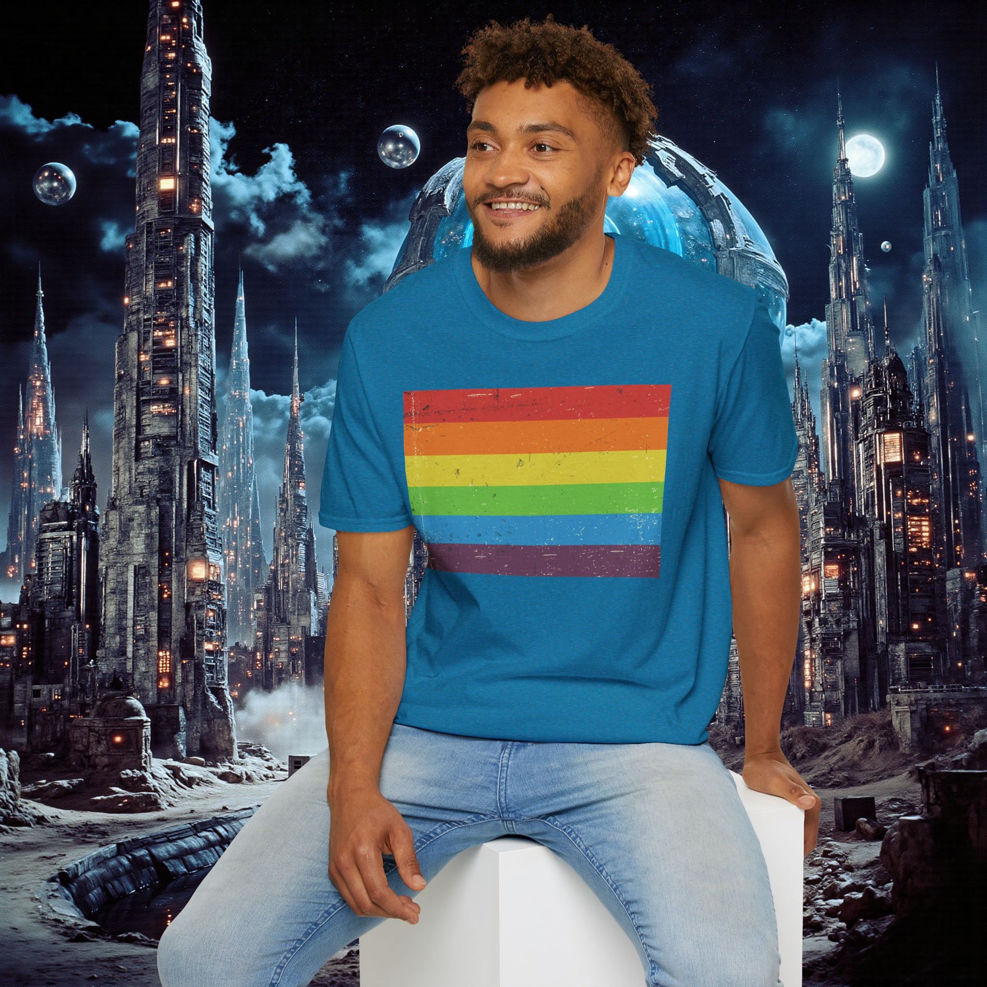 T-Shirt | Distressed Vintage Pride Flag