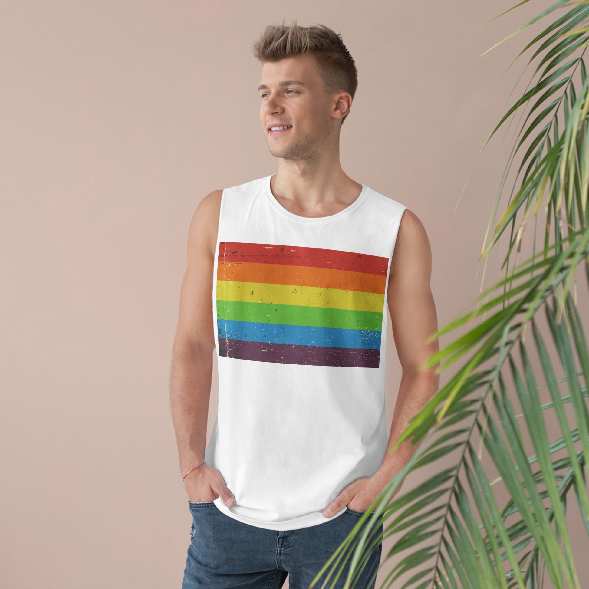 Muscle Tank | Distressed Vintage Pride Flag
