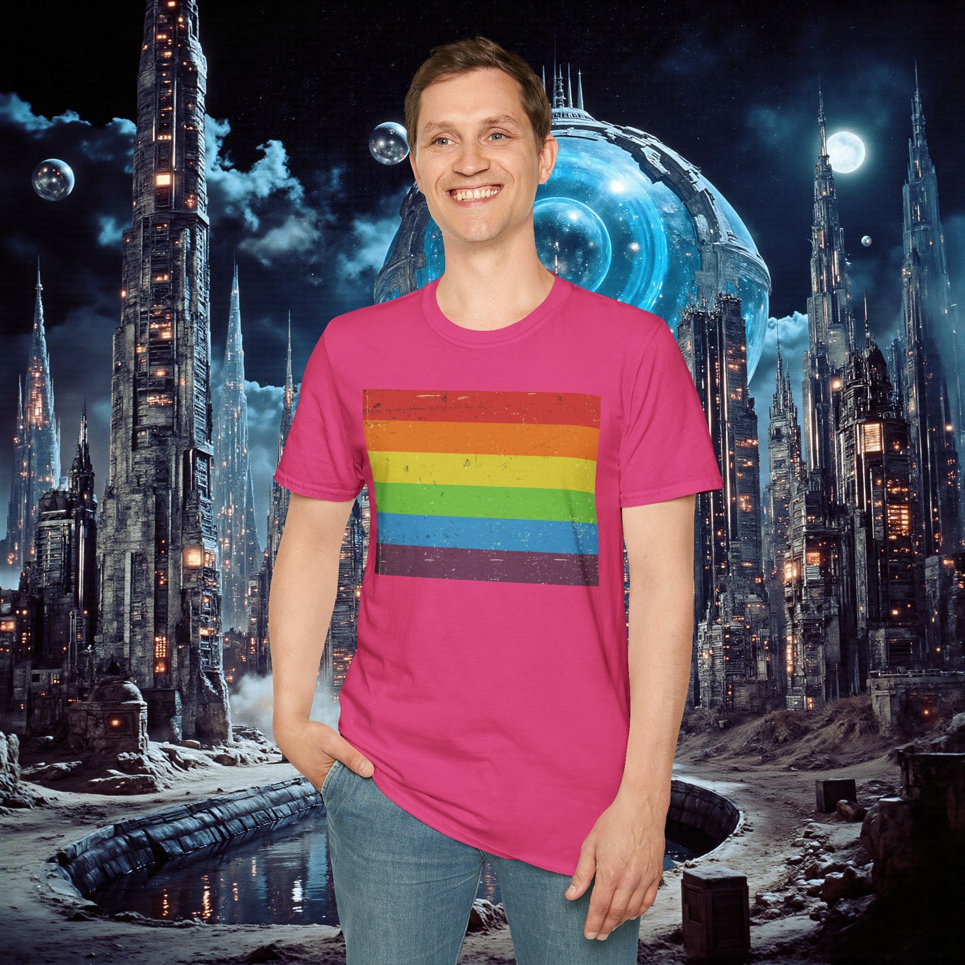 T-Shirt | Distressed Vintage Pride Flag