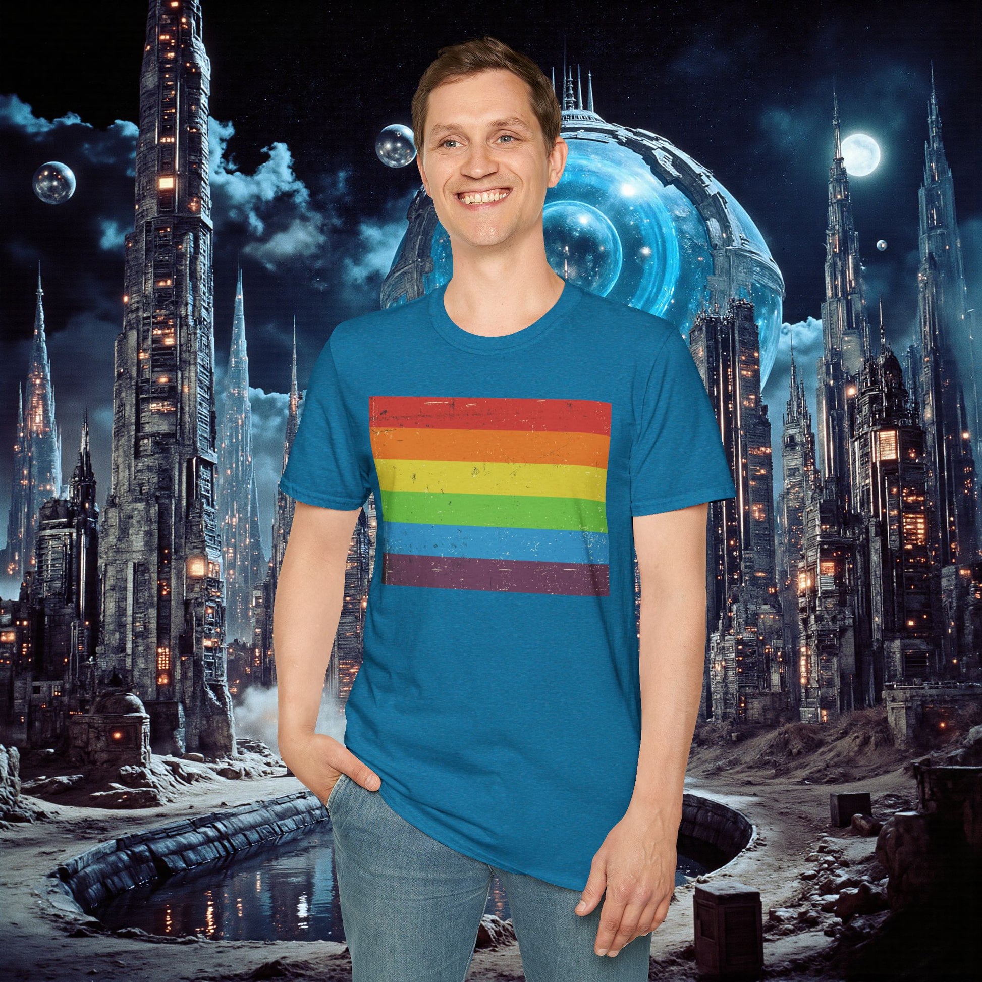 T-Shirt | Distressed Vintage Pride Flag