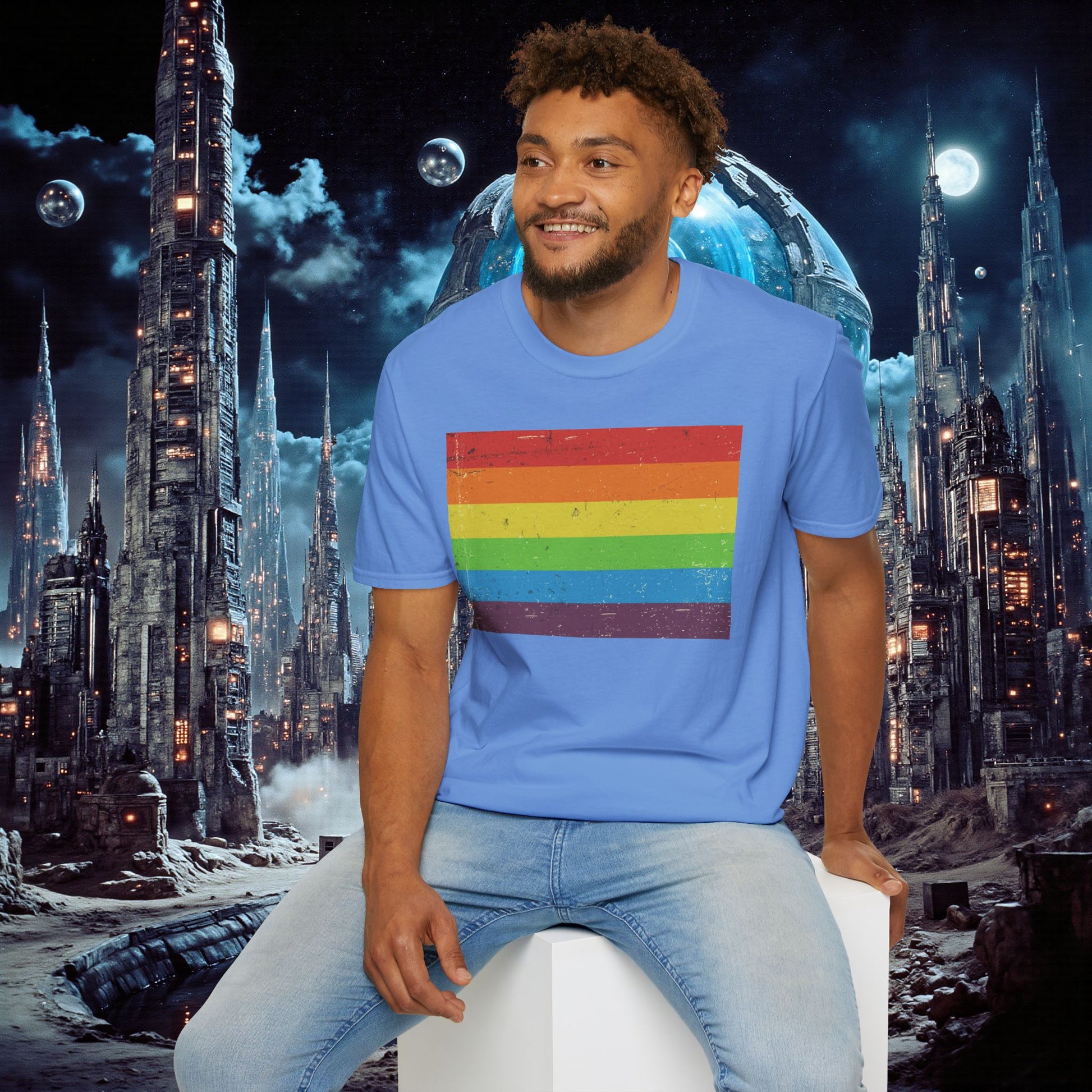 T-Shirt | Distressed Vintage Pride Flag