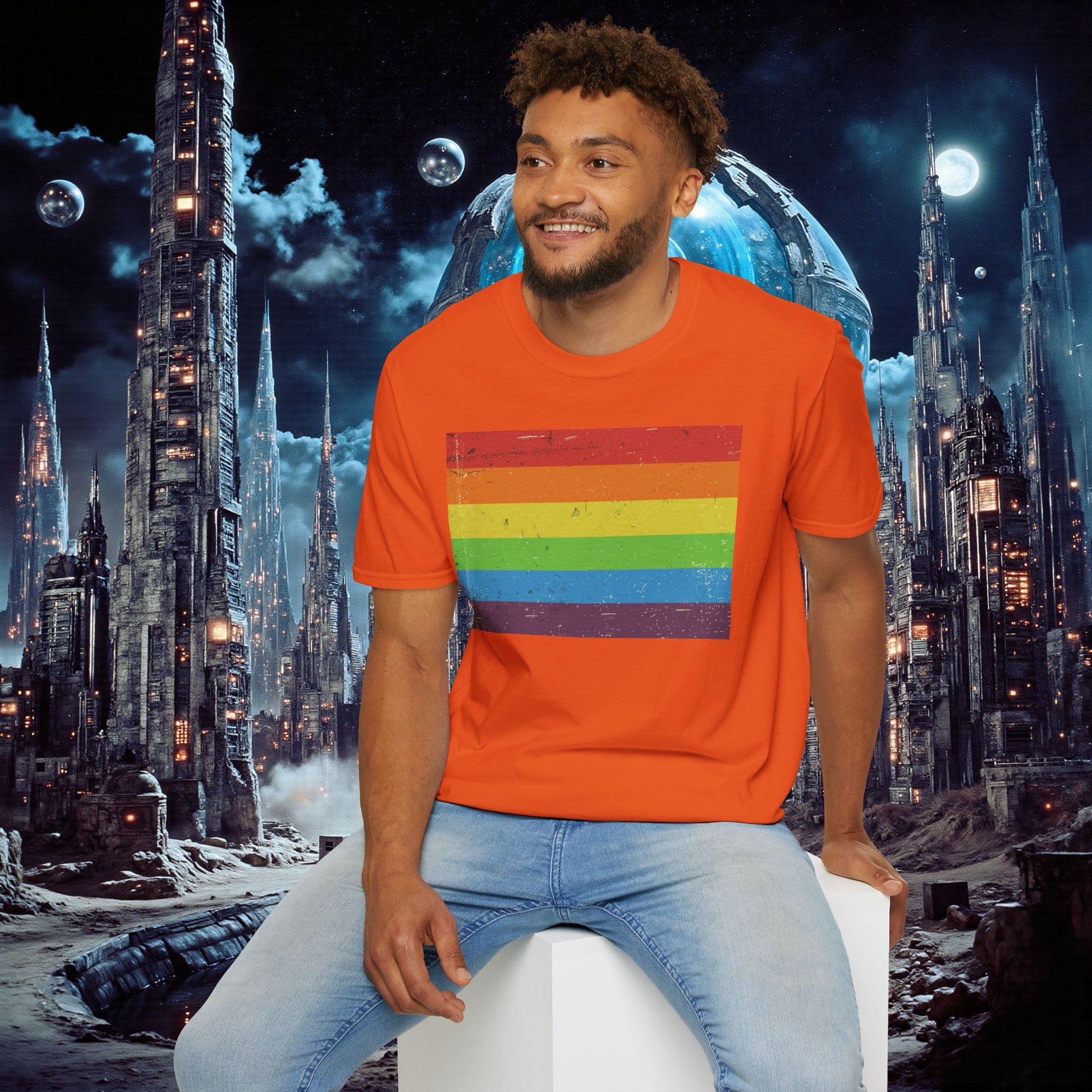 T-Shirt | Distressed Vintage Pride Flag