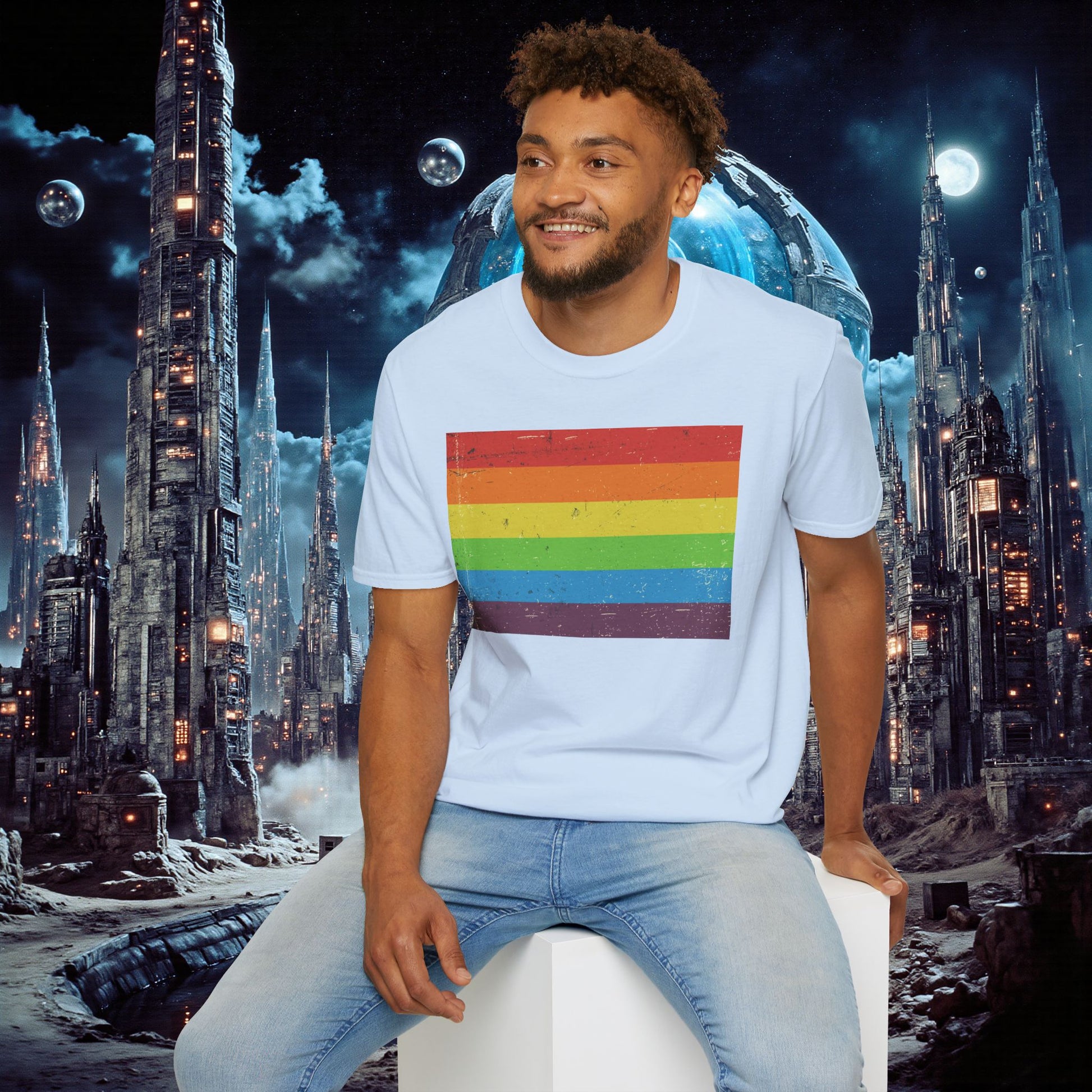 T-Shirt | Distressed Vintage Pride Flag