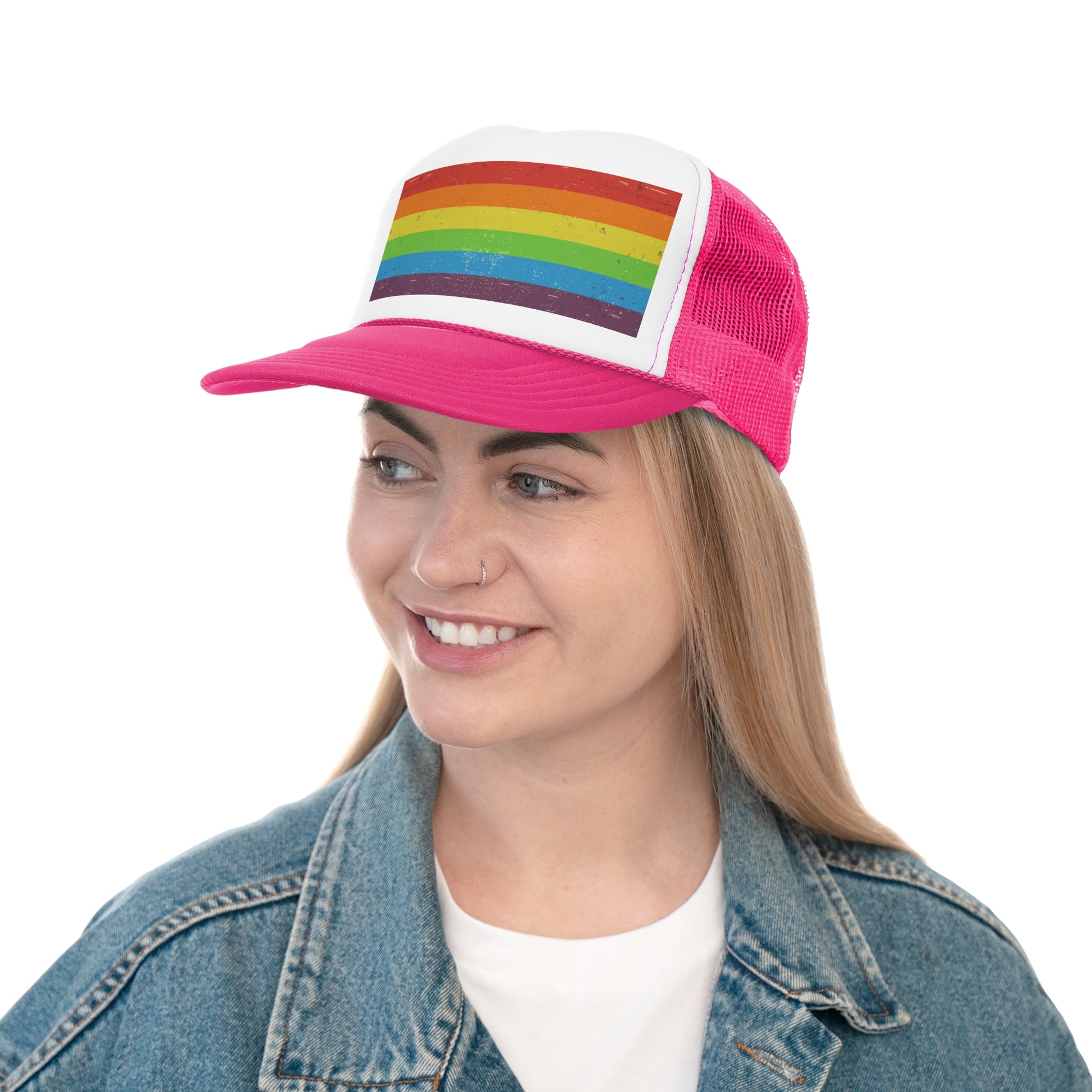 Trucker Hat | Distressed Vintage Pride Flag