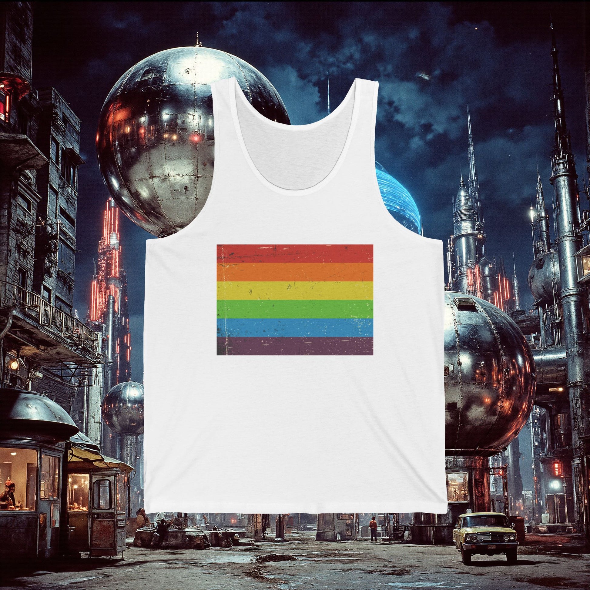 Jersey Tank | Distressed Vintage Pride Flag