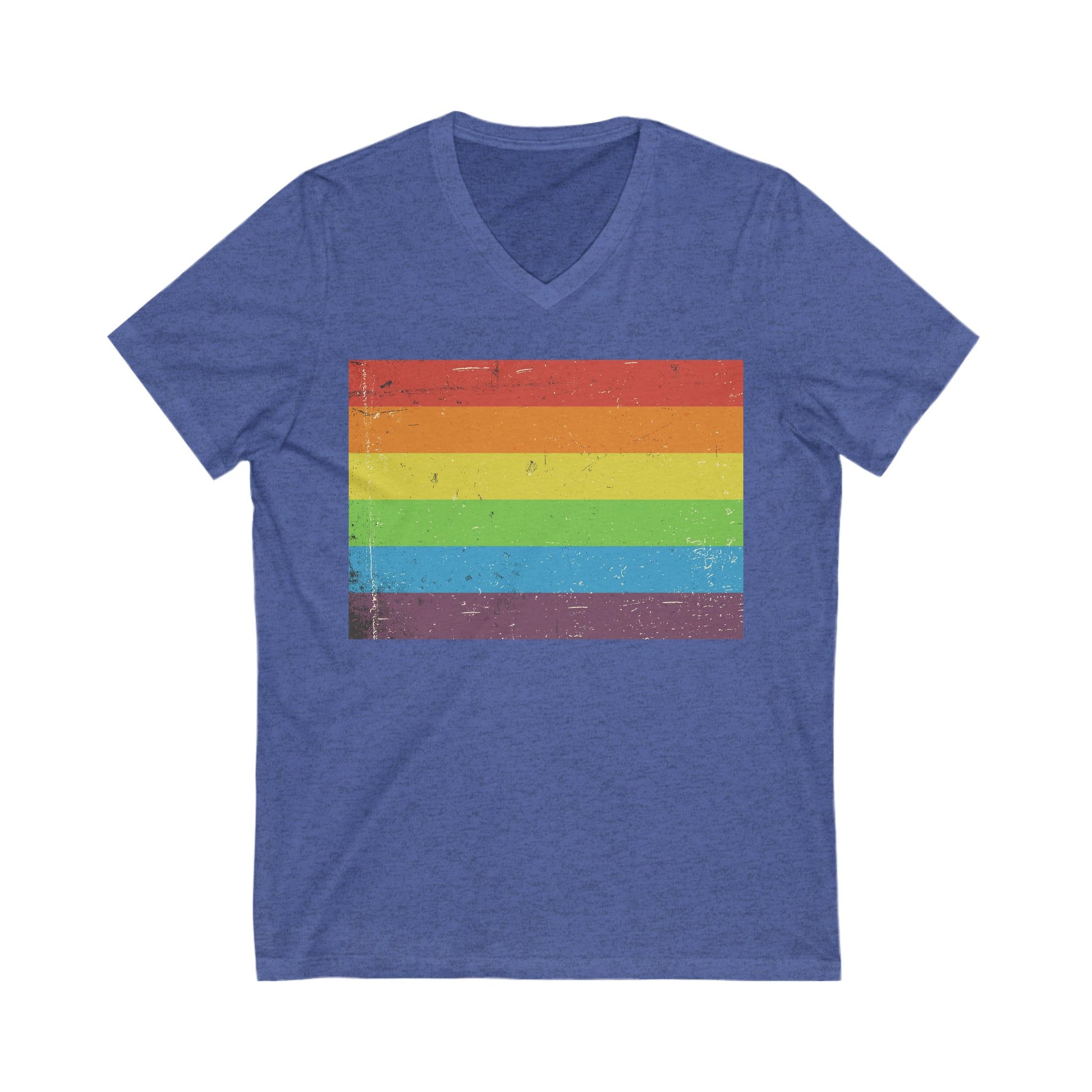 V-Neck T-Shirt | Distressed Vintage Pride Flag