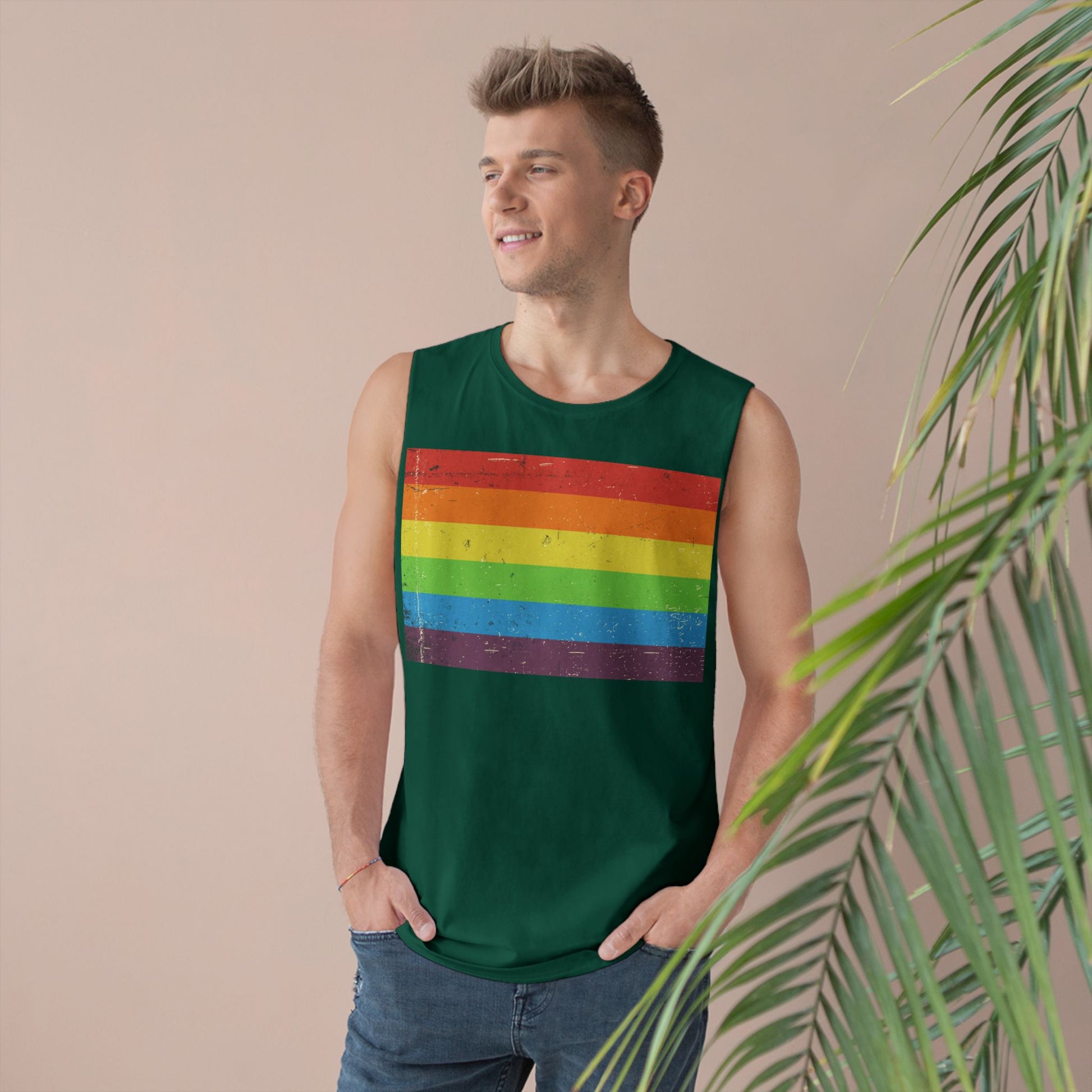 Muscle Tank | Distressed Vintage Pride Flag