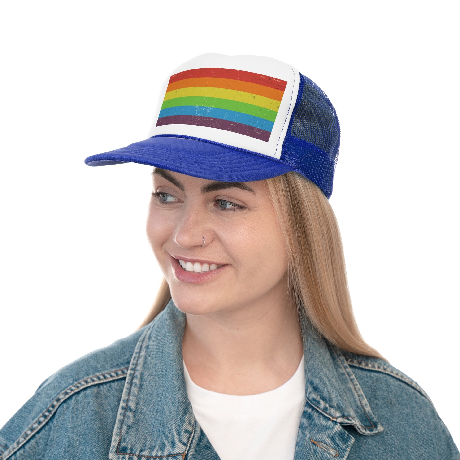 Trucker Hat | Distressed Vintage Pride Flag