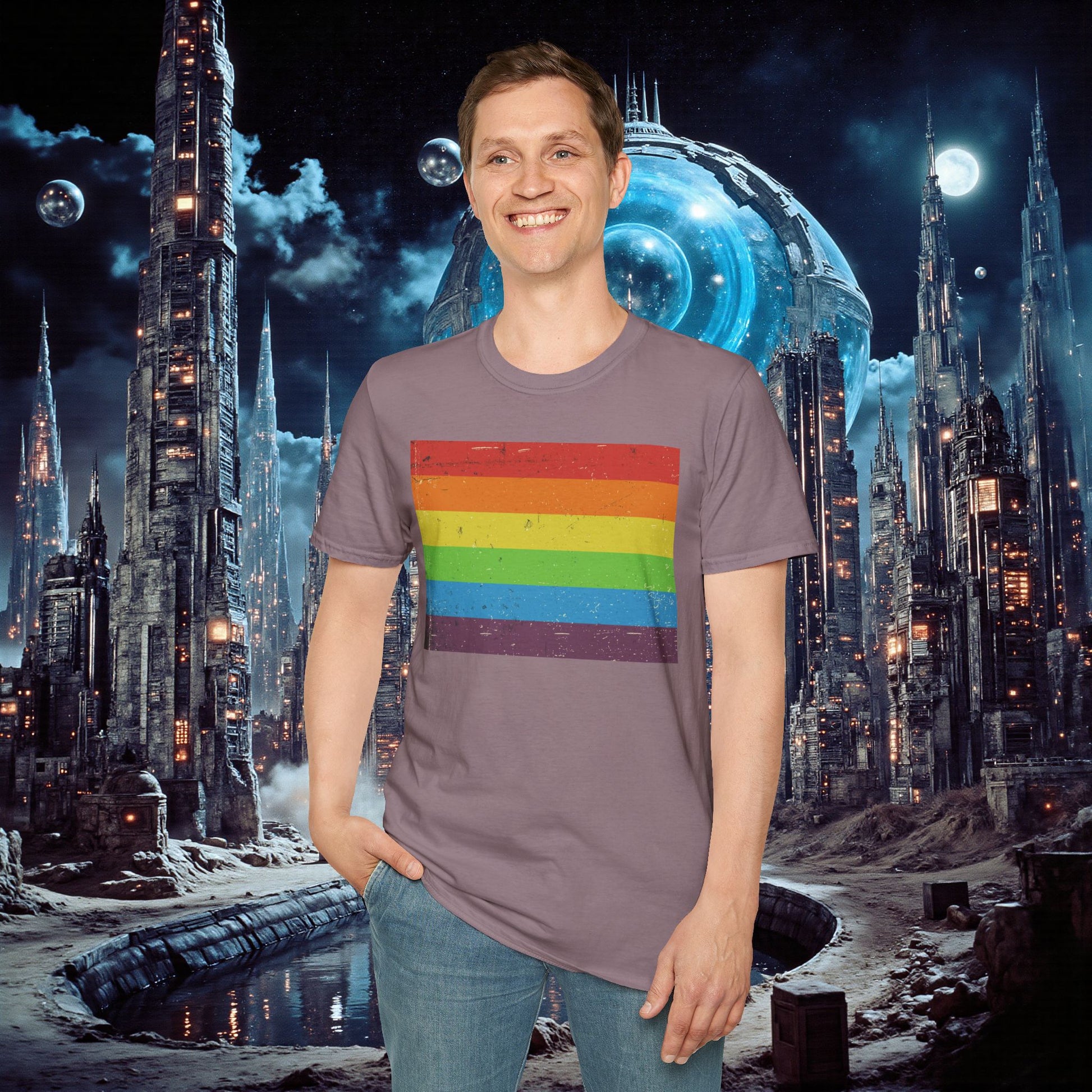 T-Shirt | Distressed Vintage Pride Flag