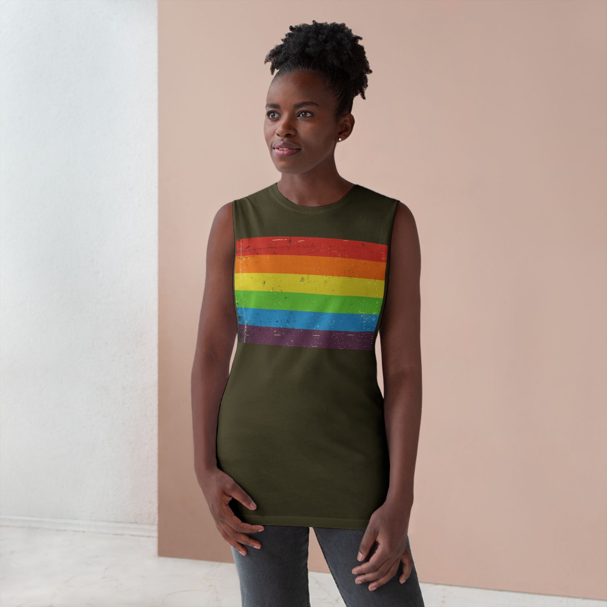 Muscle Tank | Distressed Vintage Pride Flag