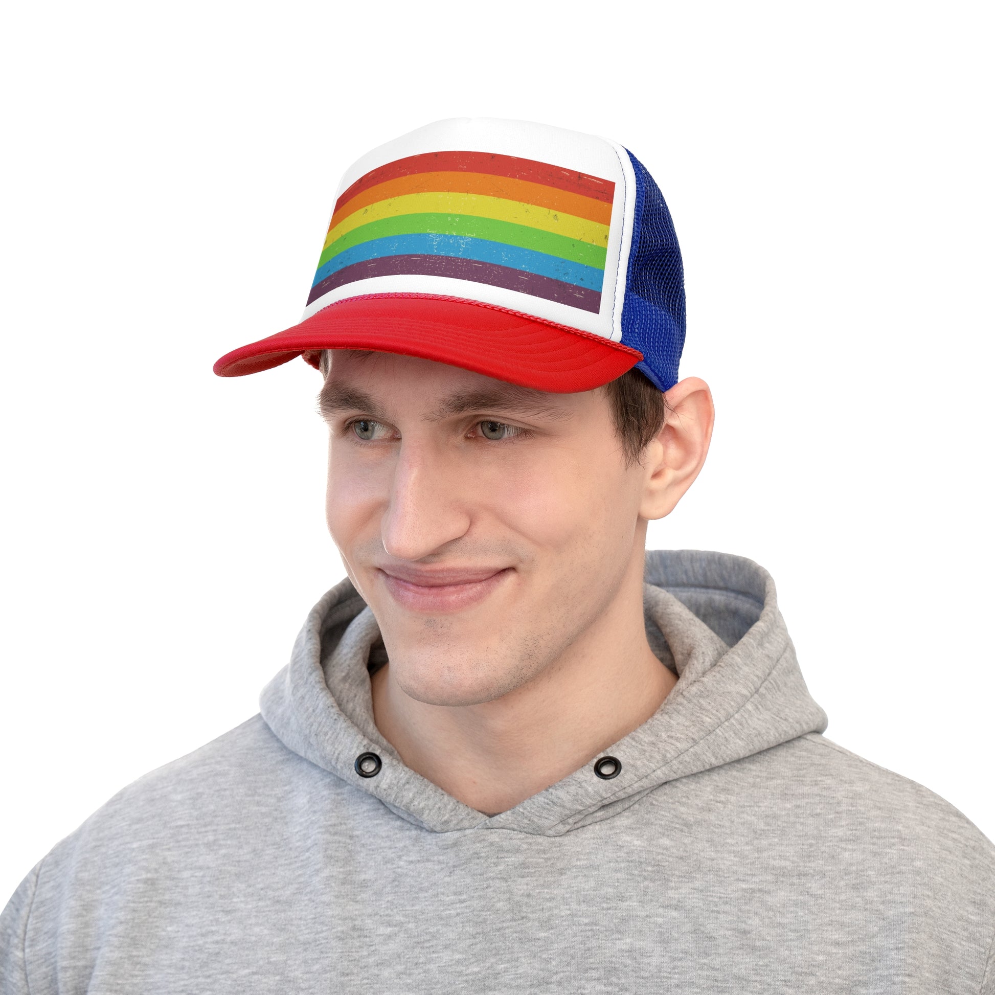 Trucker Hat | Distressed Vintage Pride Flag
