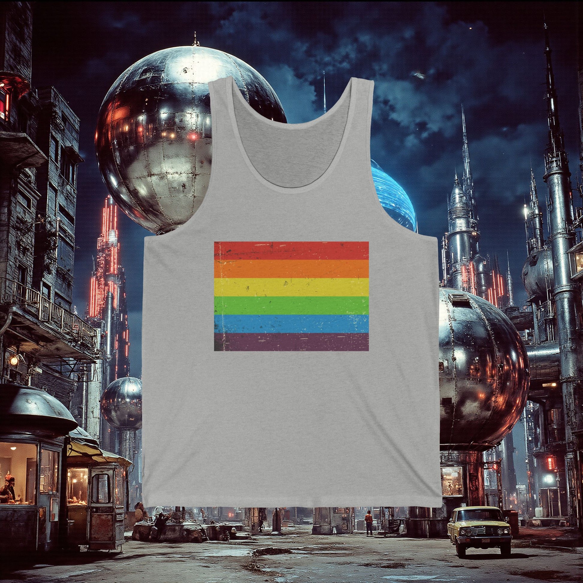 Jersey Tank | Distressed Vintage Pride Flag
