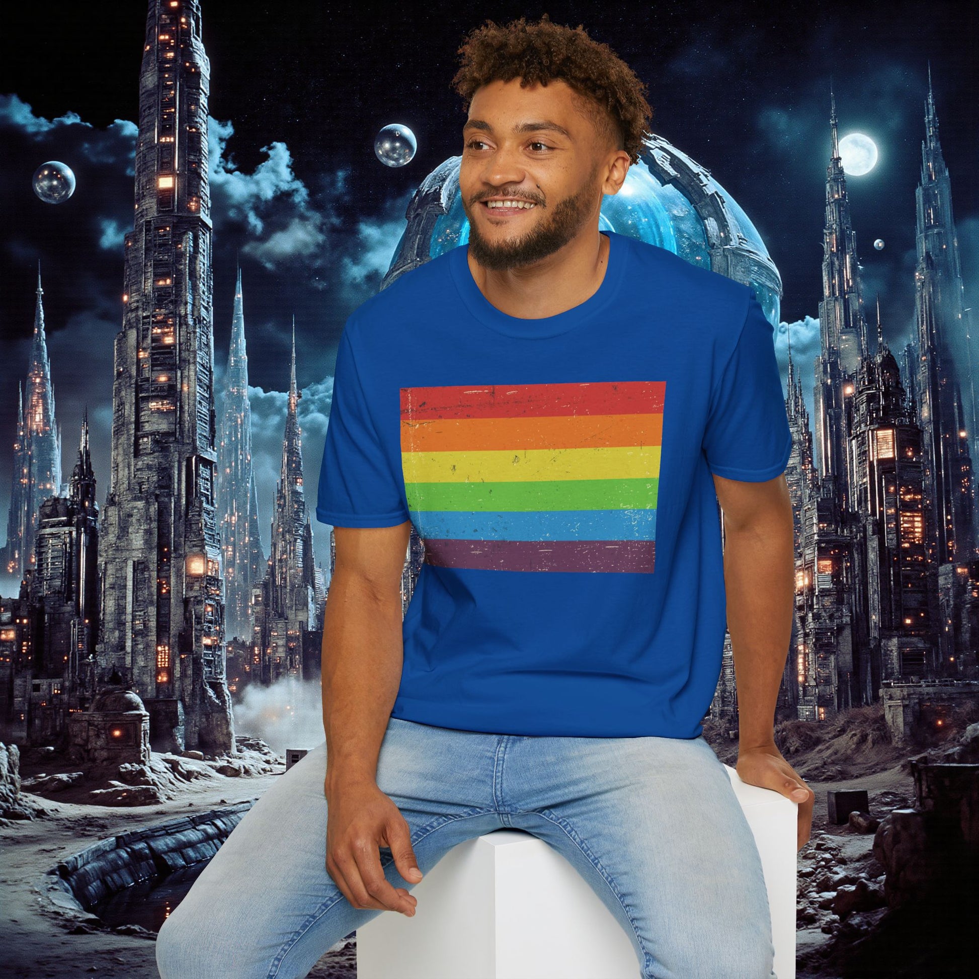 T-Shirt | Distressed Vintage Pride Flag