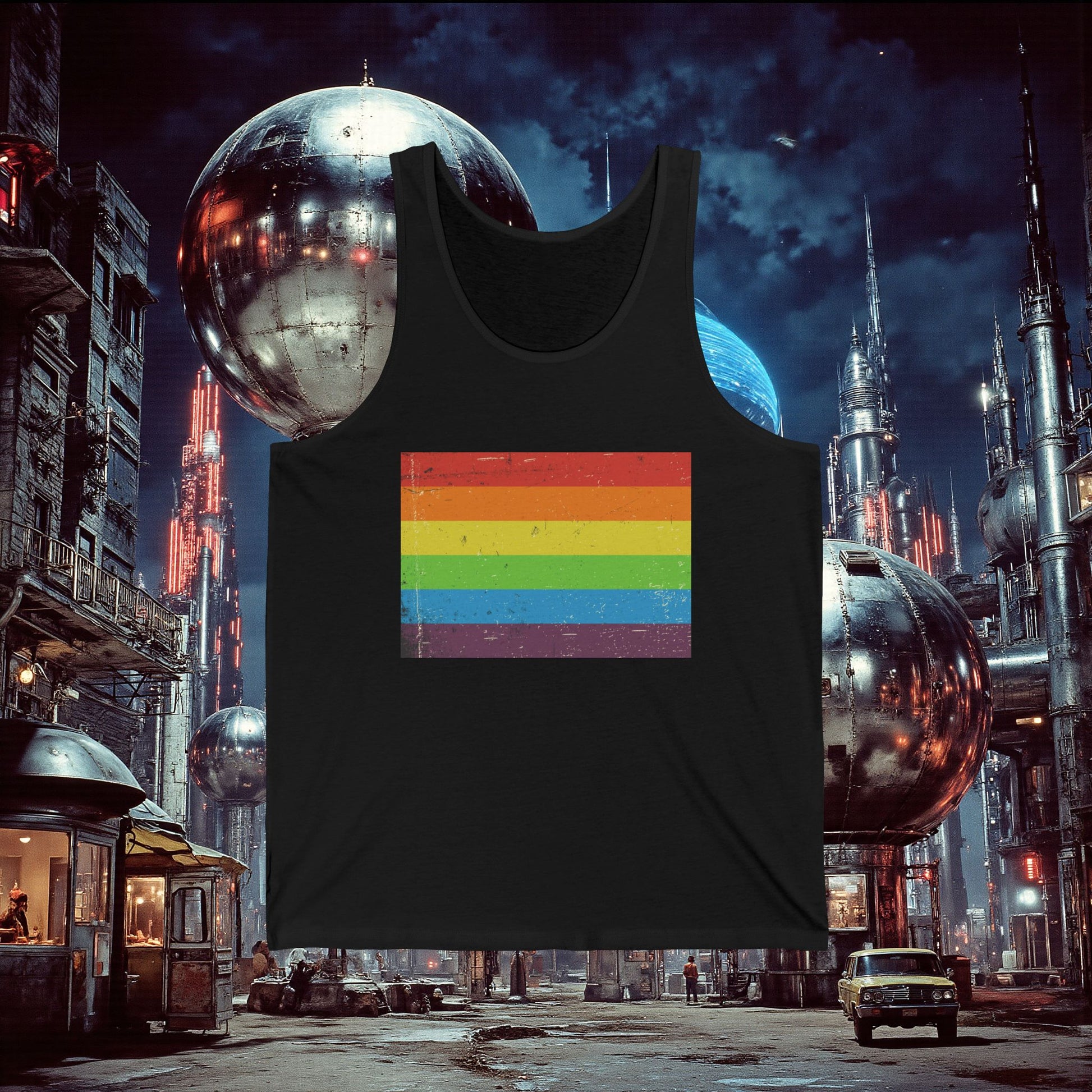 Jersey Tank | Distressed Vintage Pride Flag
