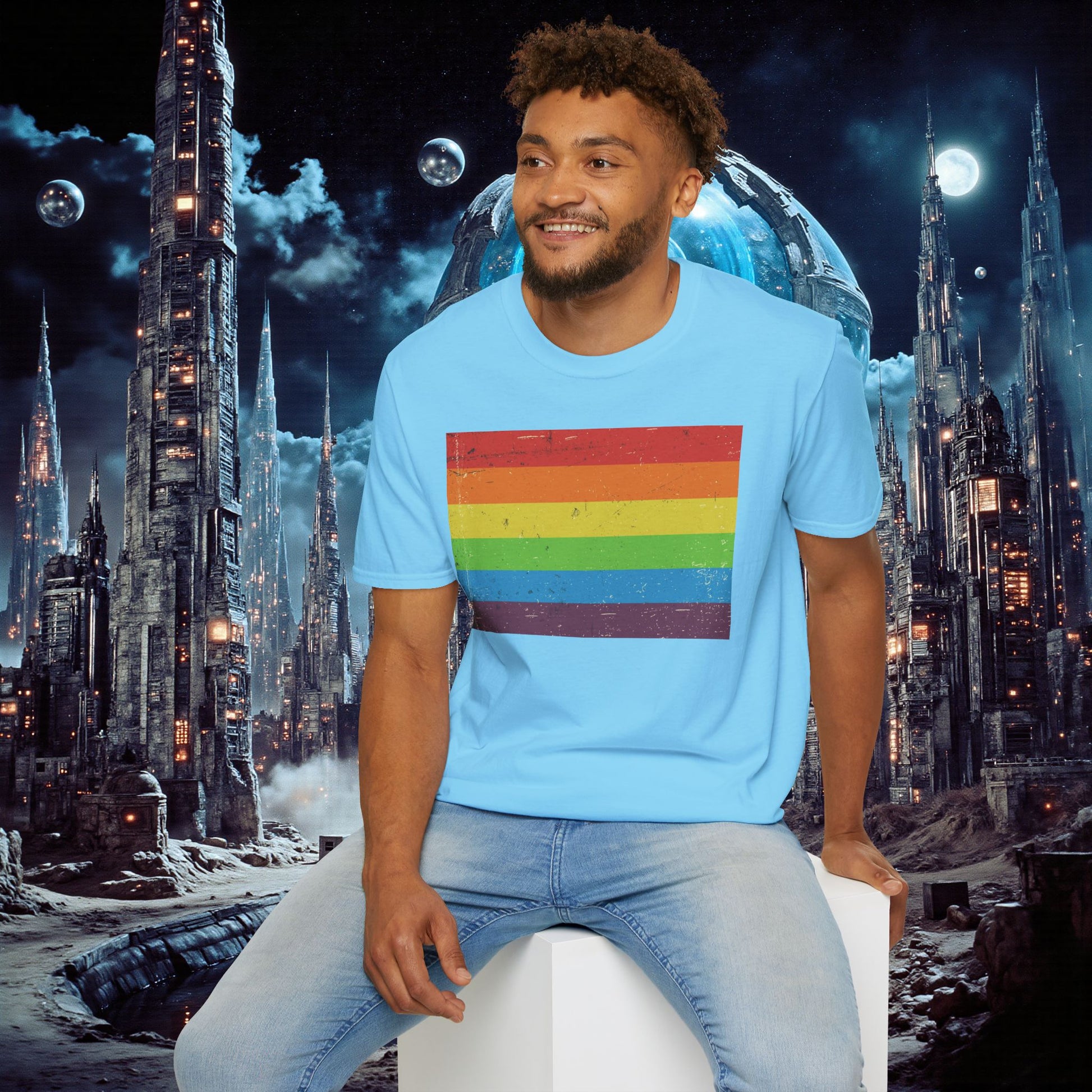 T-Shirt | Distressed Vintage Pride Flag