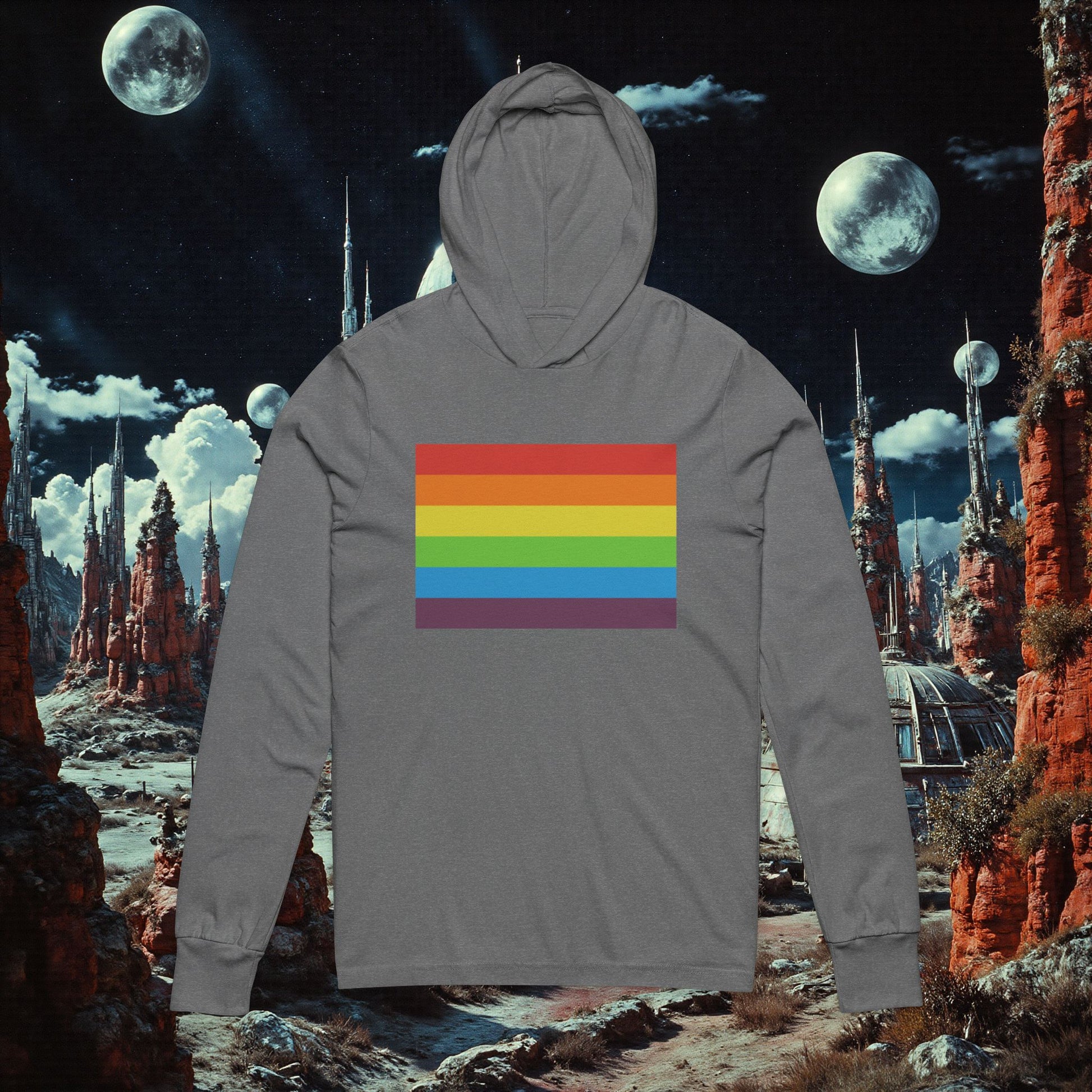 Hooded Long Sleeve Tee | Vintage Pride Flag