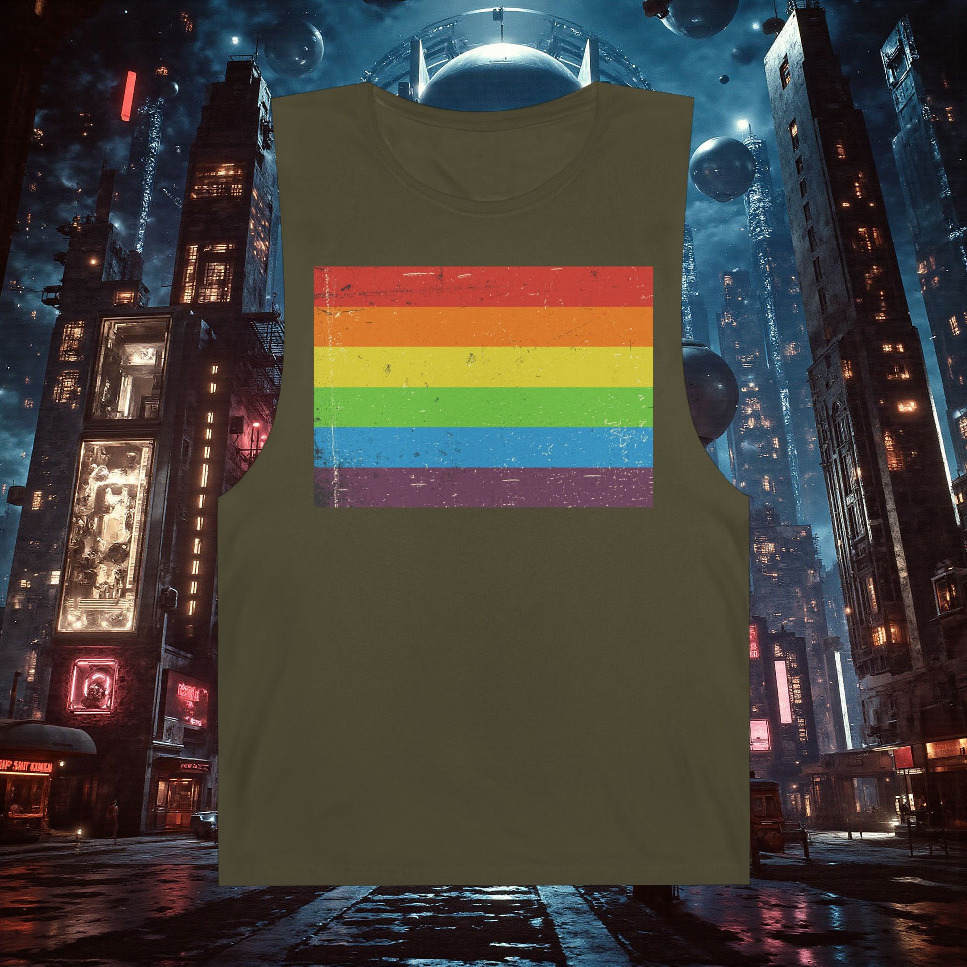 Muscle Tank | Distressed Vintage Pride Flag