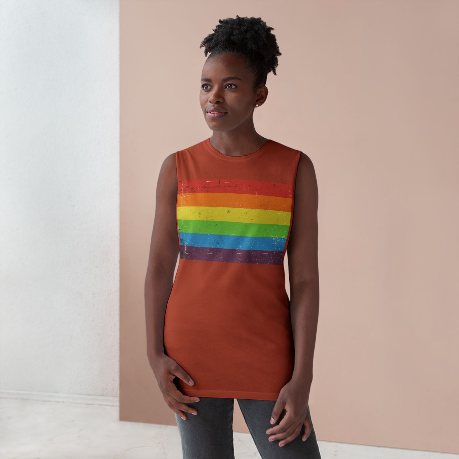Muscle Tank | Distressed Vintage Pride Flag