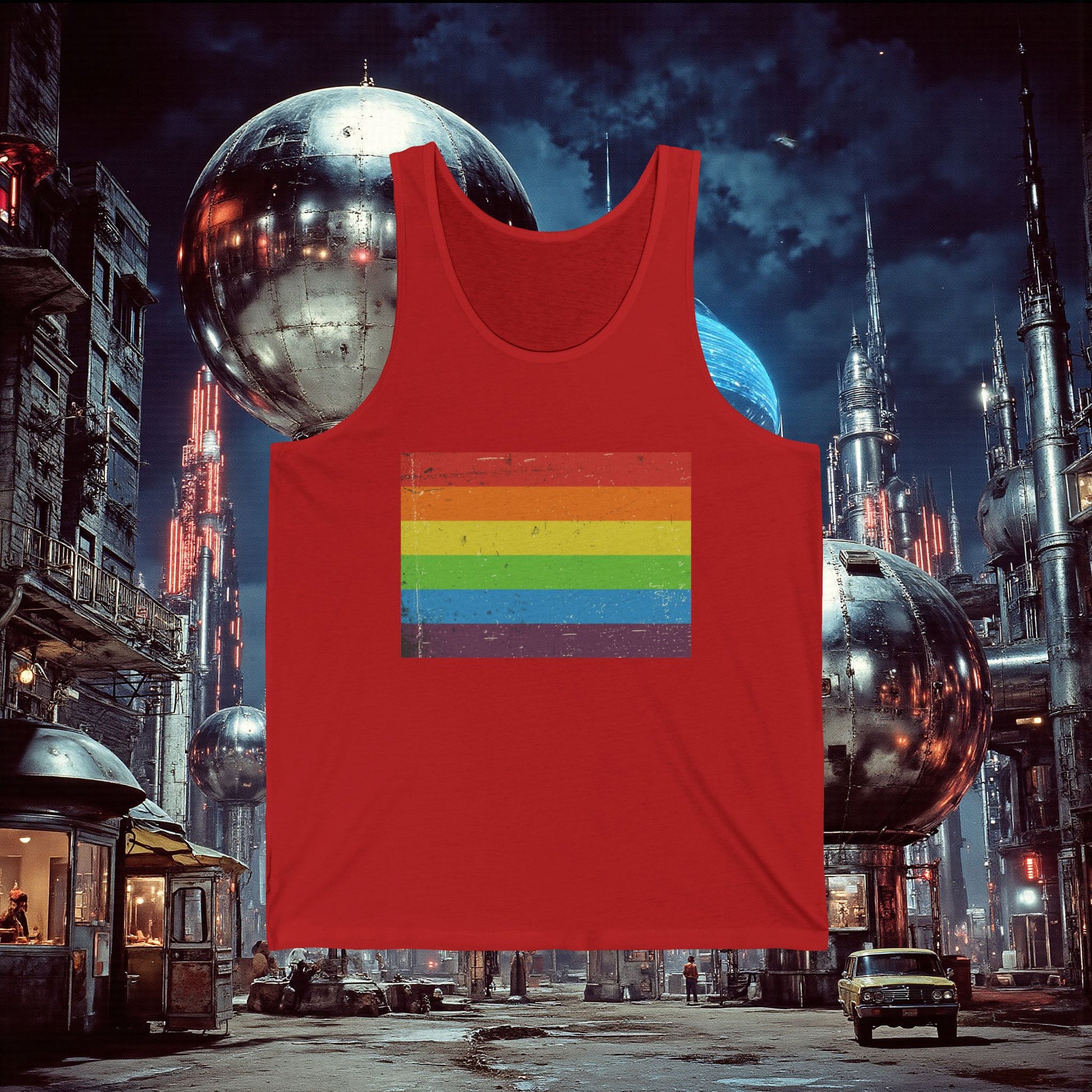Jersey Tank | Distressed Vintage Pride Flag