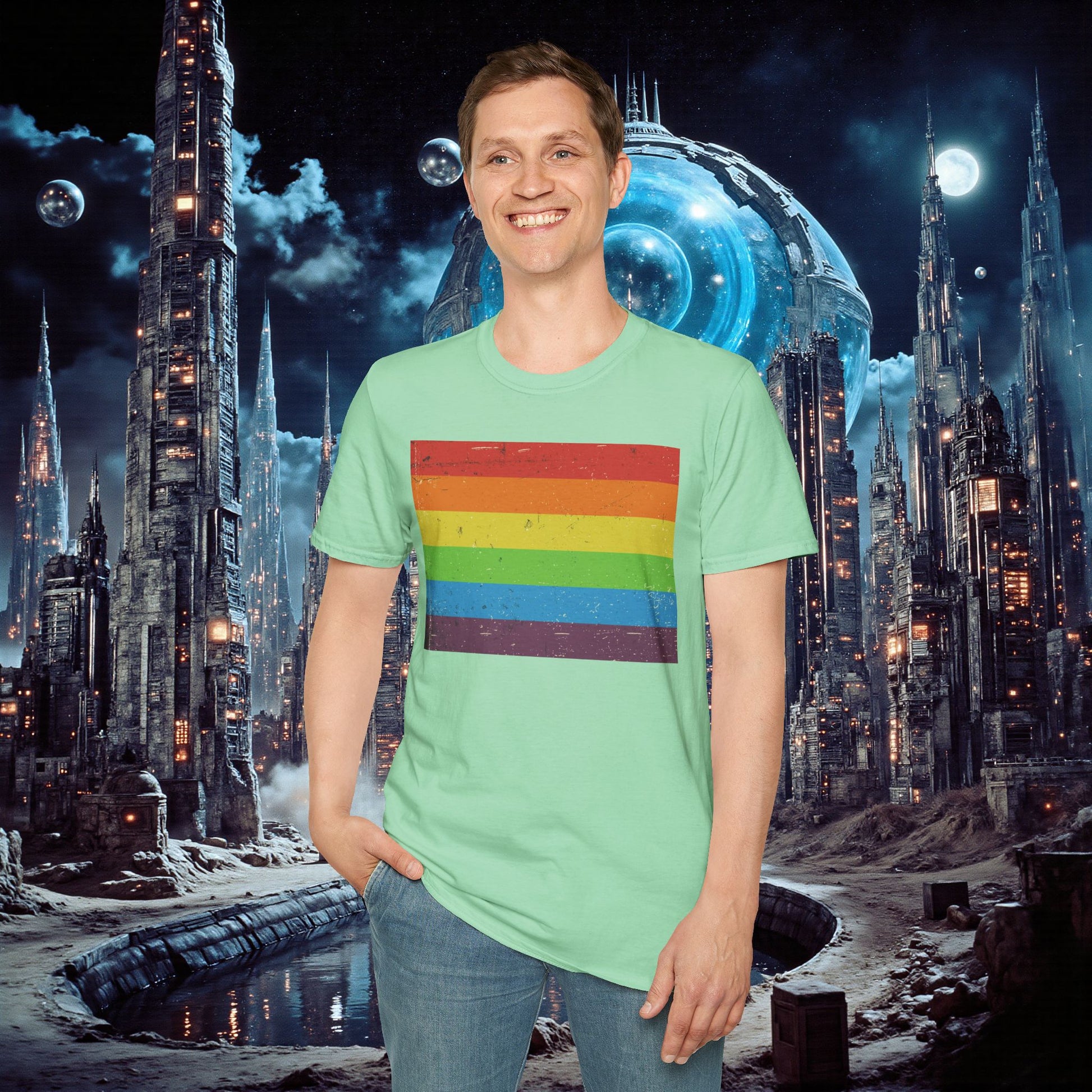 T-Shirt | Distressed Vintage Pride Flag
