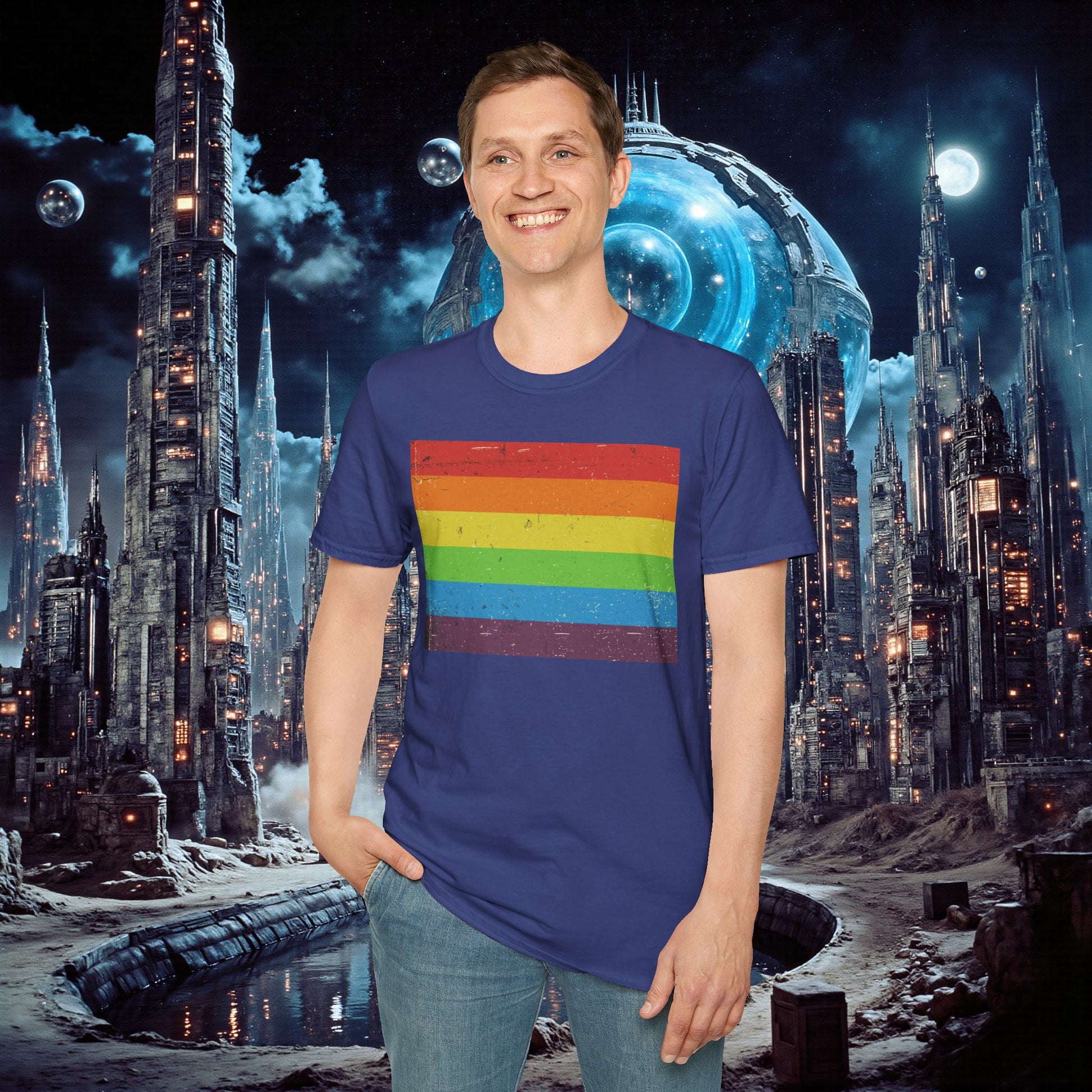 T-Shirt | Distressed Vintage Pride Flag