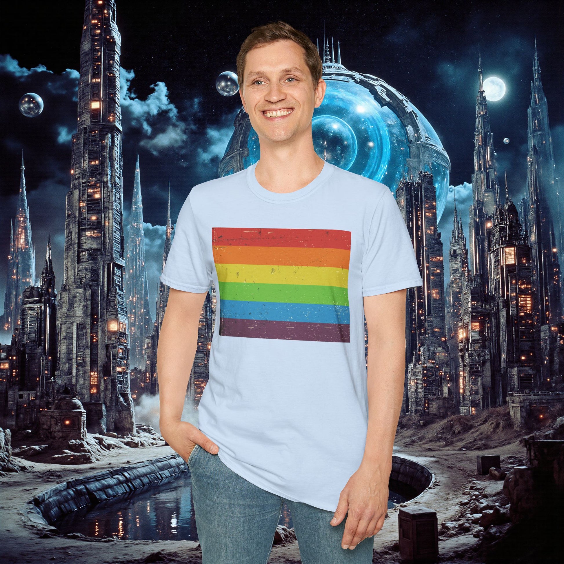 T-Shirt | Distressed Vintage Pride Flag