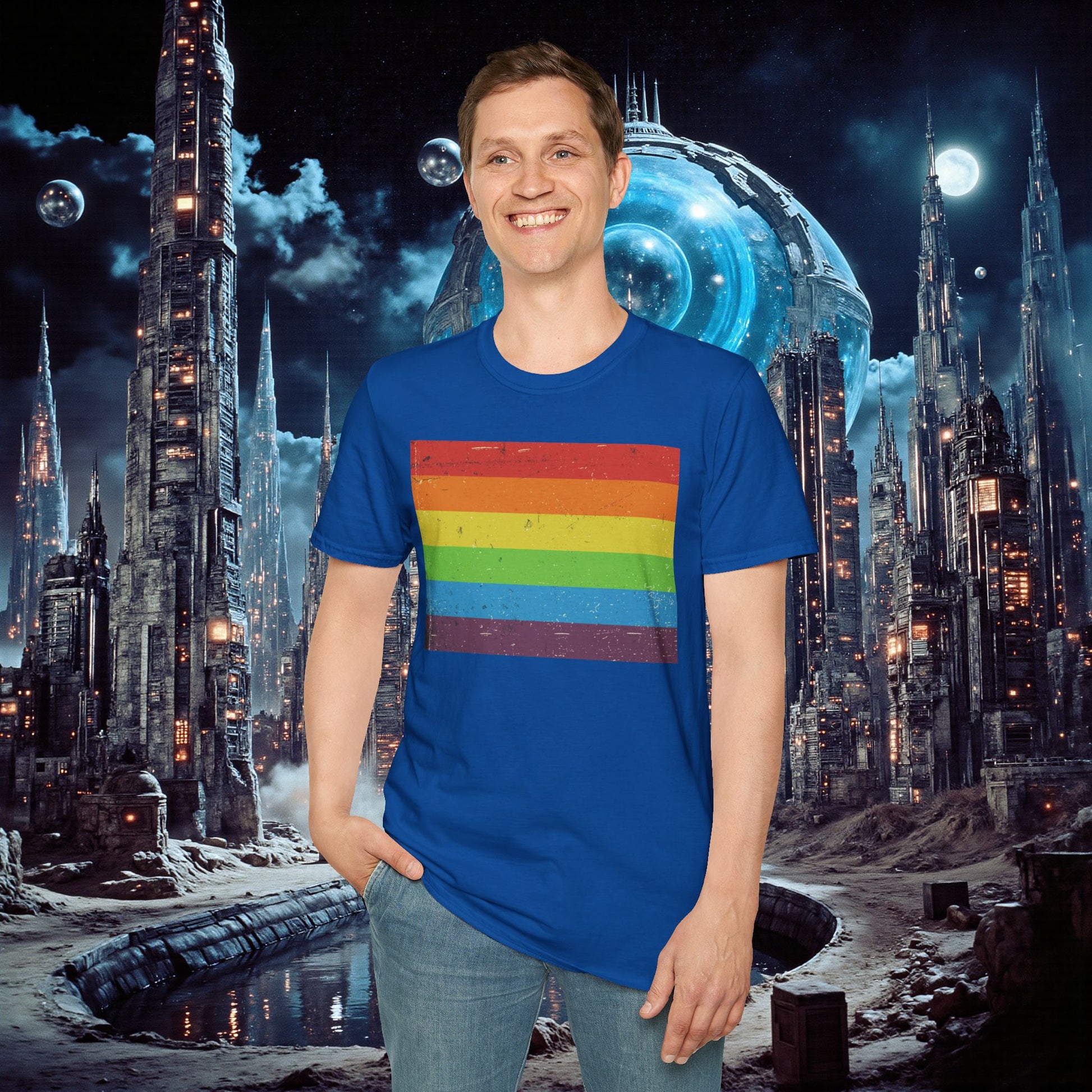 T-Shirt | Distressed Vintage Pride Flag