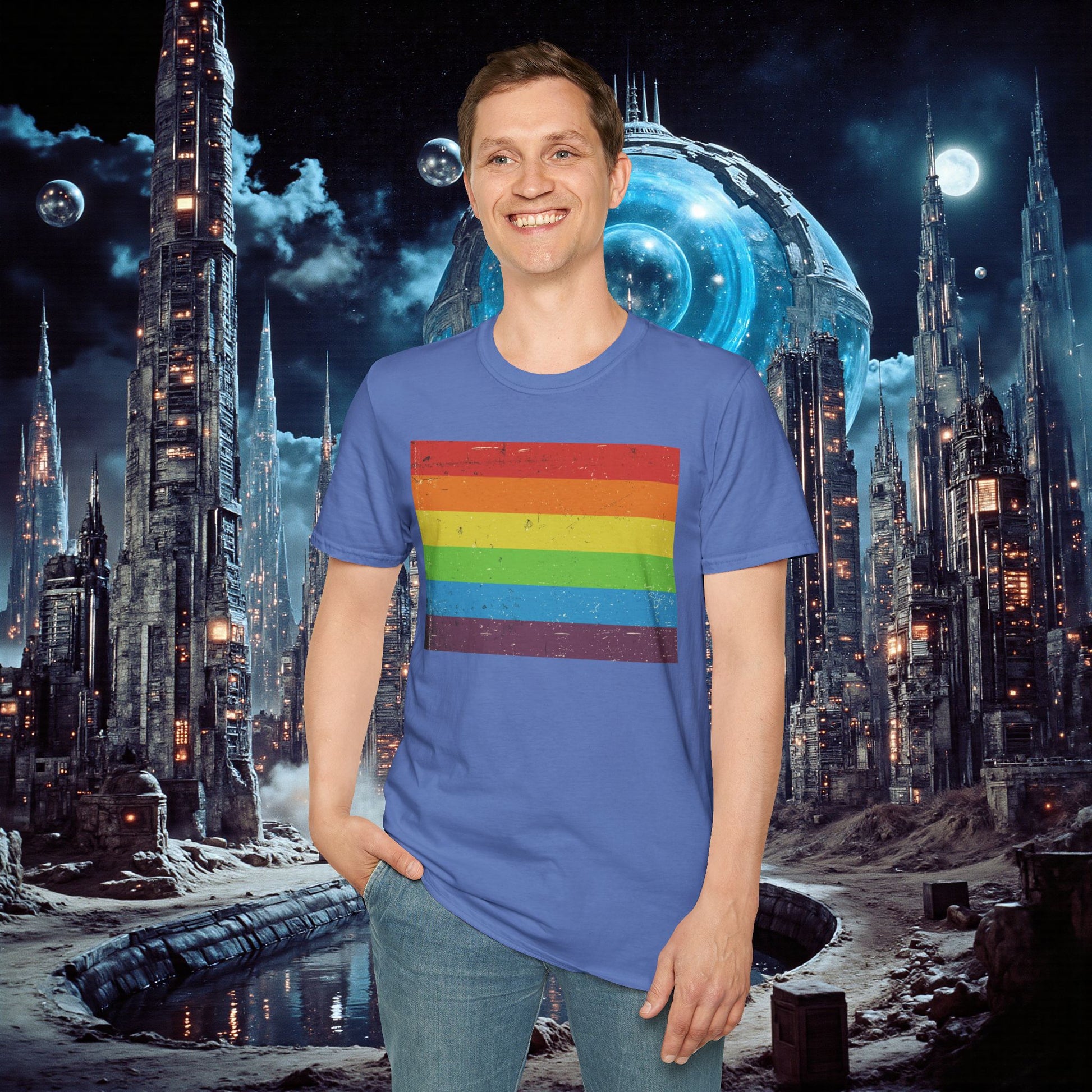T-Shirt | Distressed Vintage Pride Flag
