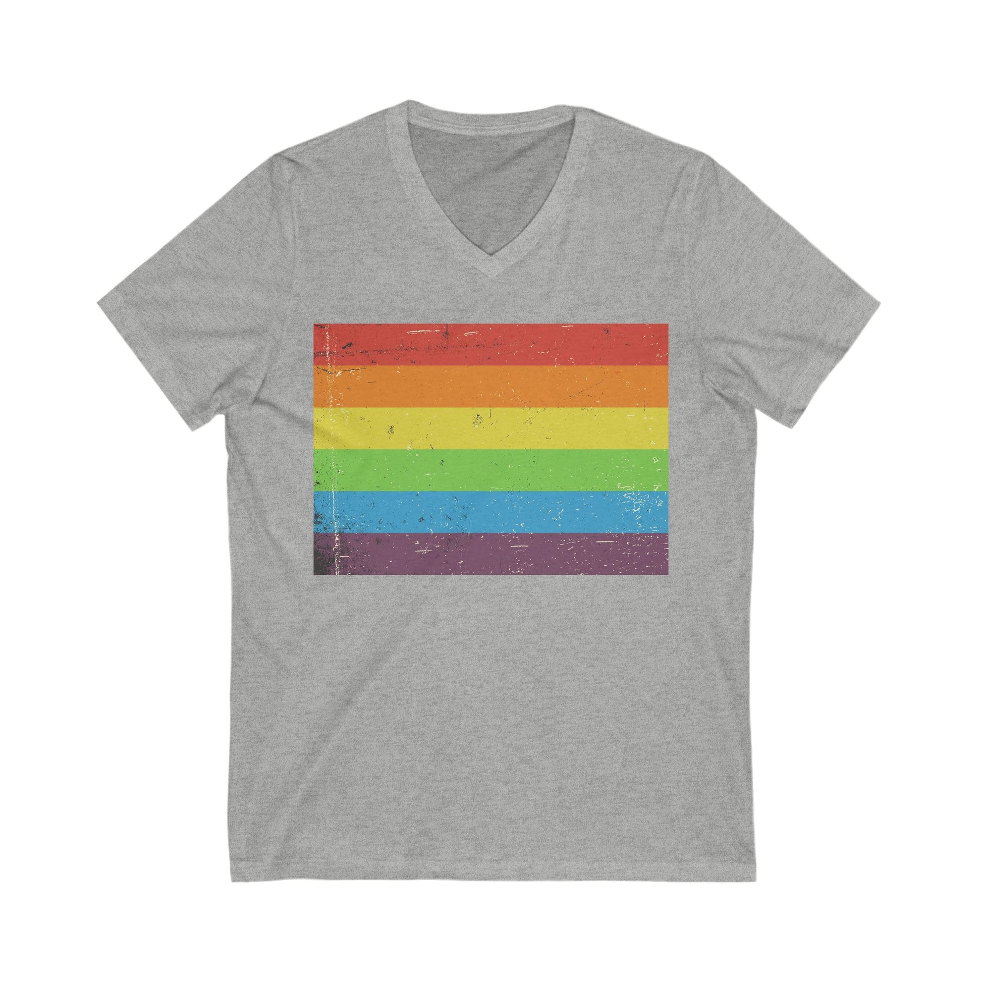 V-Neck T-Shirt | Distressed Vintage Pride Flag