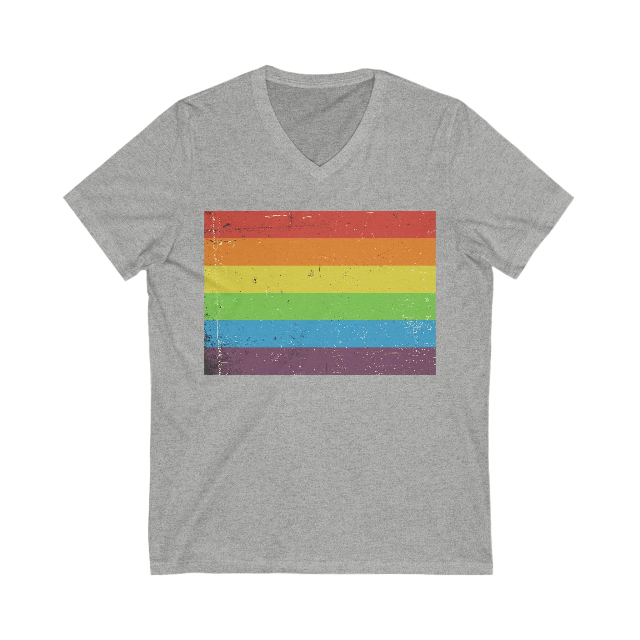 V-Neck T-Shirt | Distressed Vintage Pride Flag