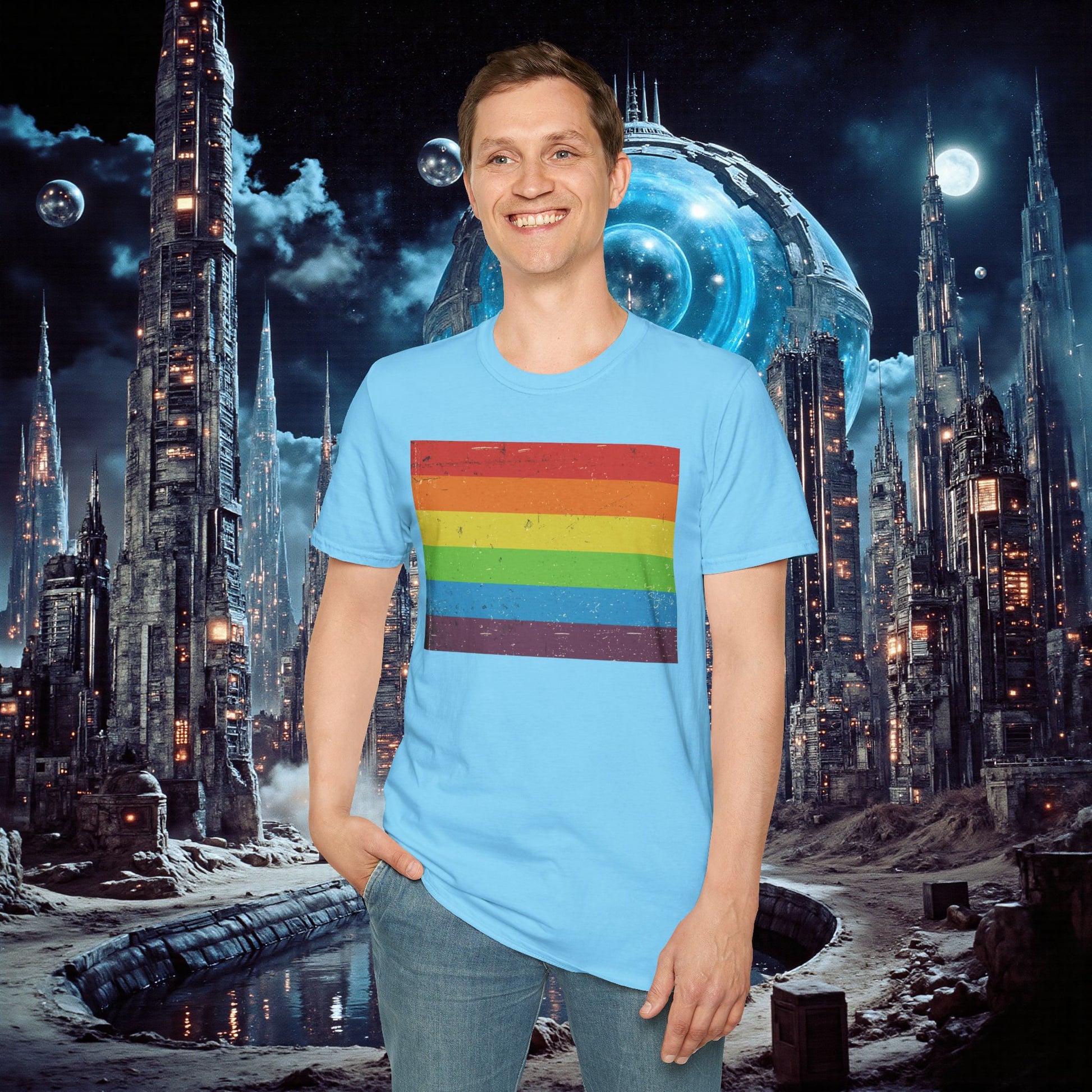 T-Shirt | Distressed Vintage Pride Flag