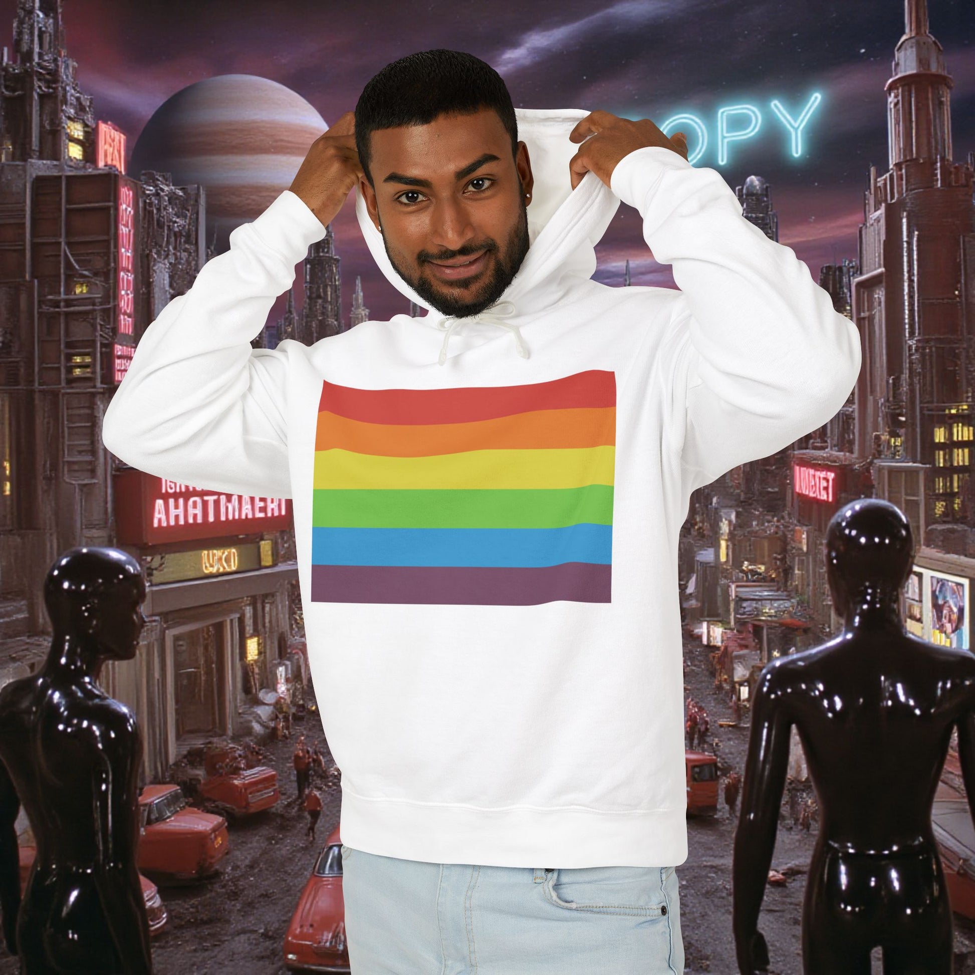Hoodie Sweatshirt | Vintage Pride Flag