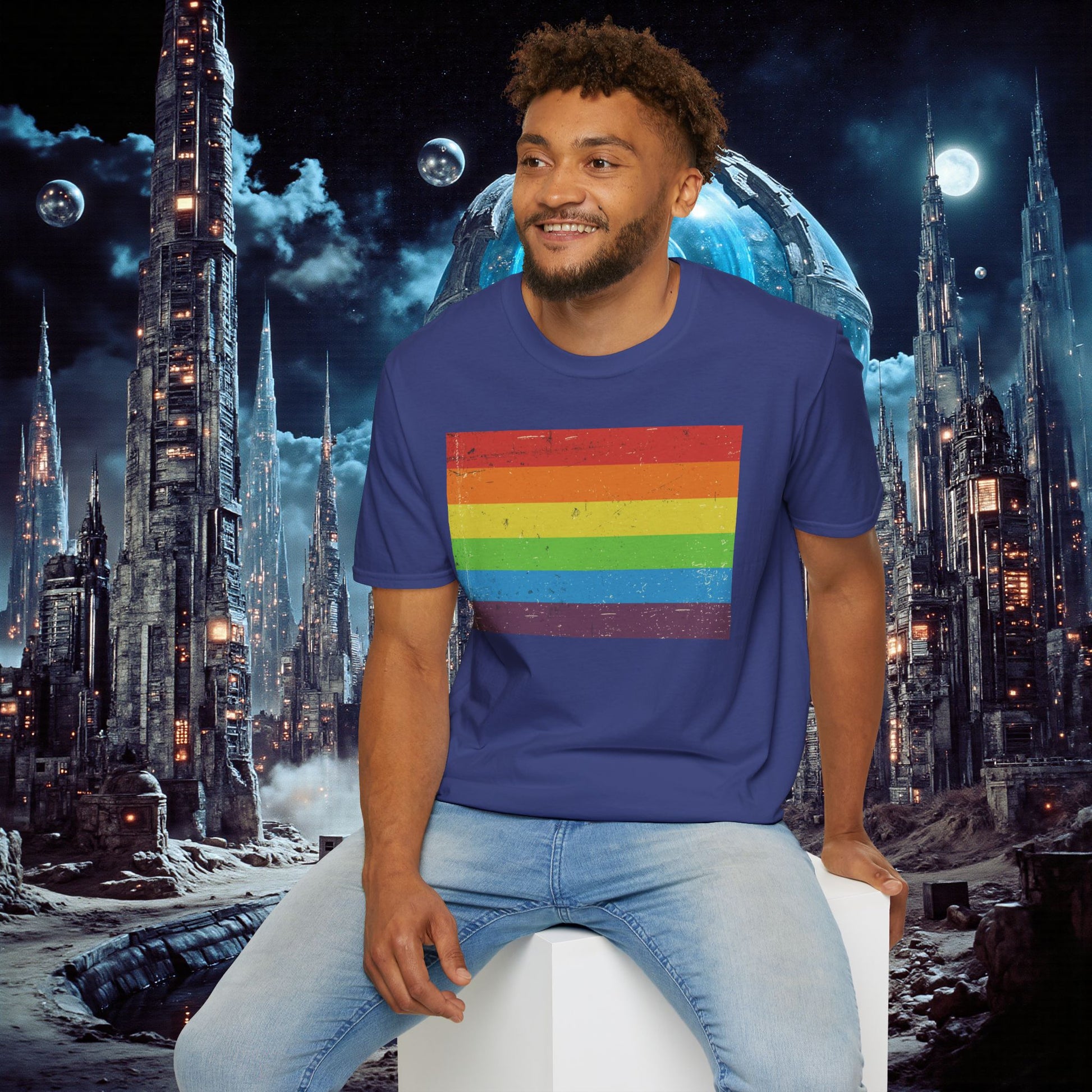 T-Shirt | Distressed Vintage Pride Flag