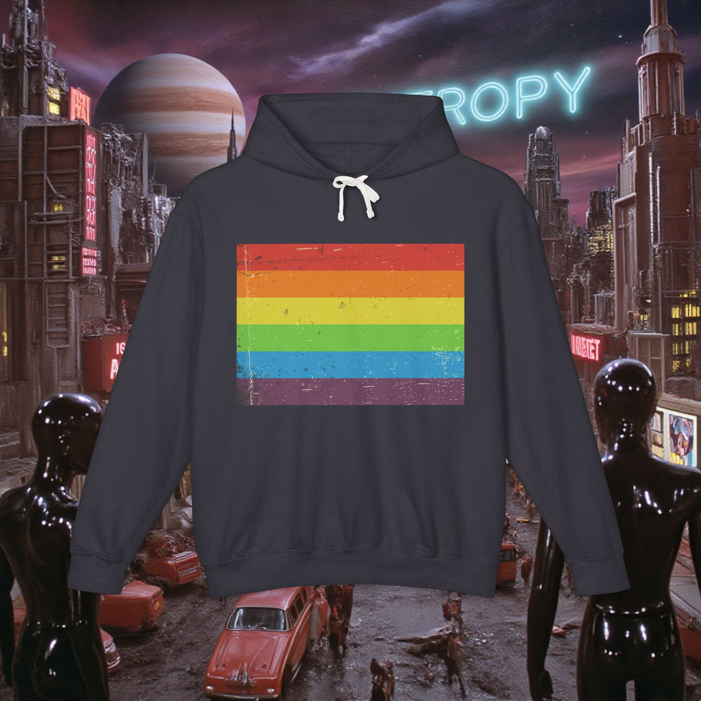Hoodie Sweatshirt | Distressed Vintage Pride Flag