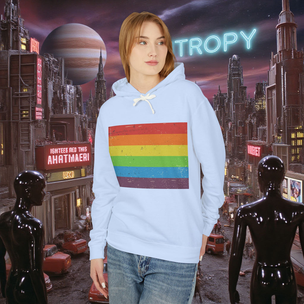 Hoodie Sweatshirt | Distressed Vintage Pride Flag