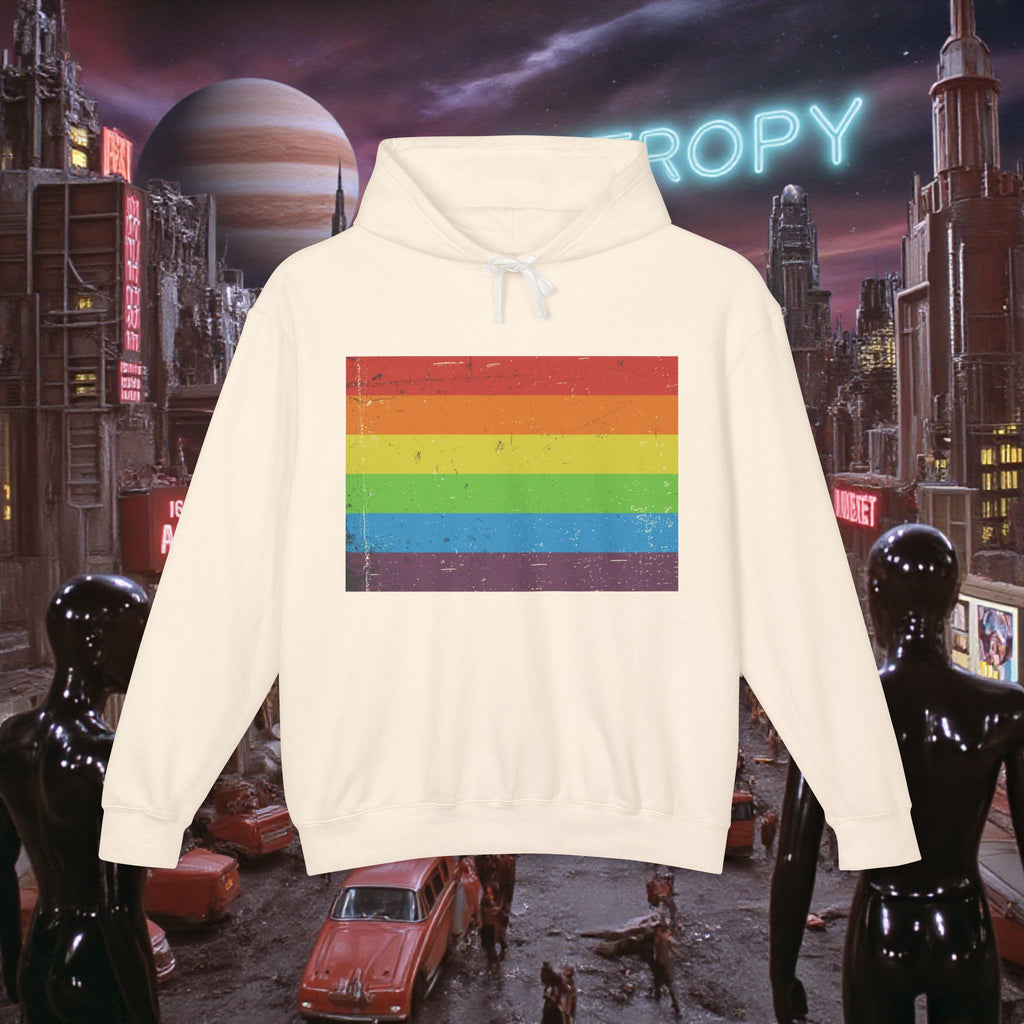 Hoodie Sweatshirt | Distressed Vintage Pride Flag