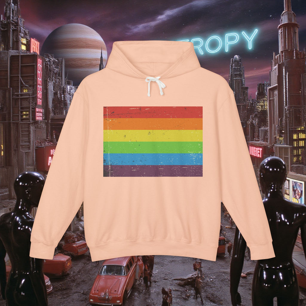 Hoodie Sweatshirt | Distressed Vintage Pride Flag