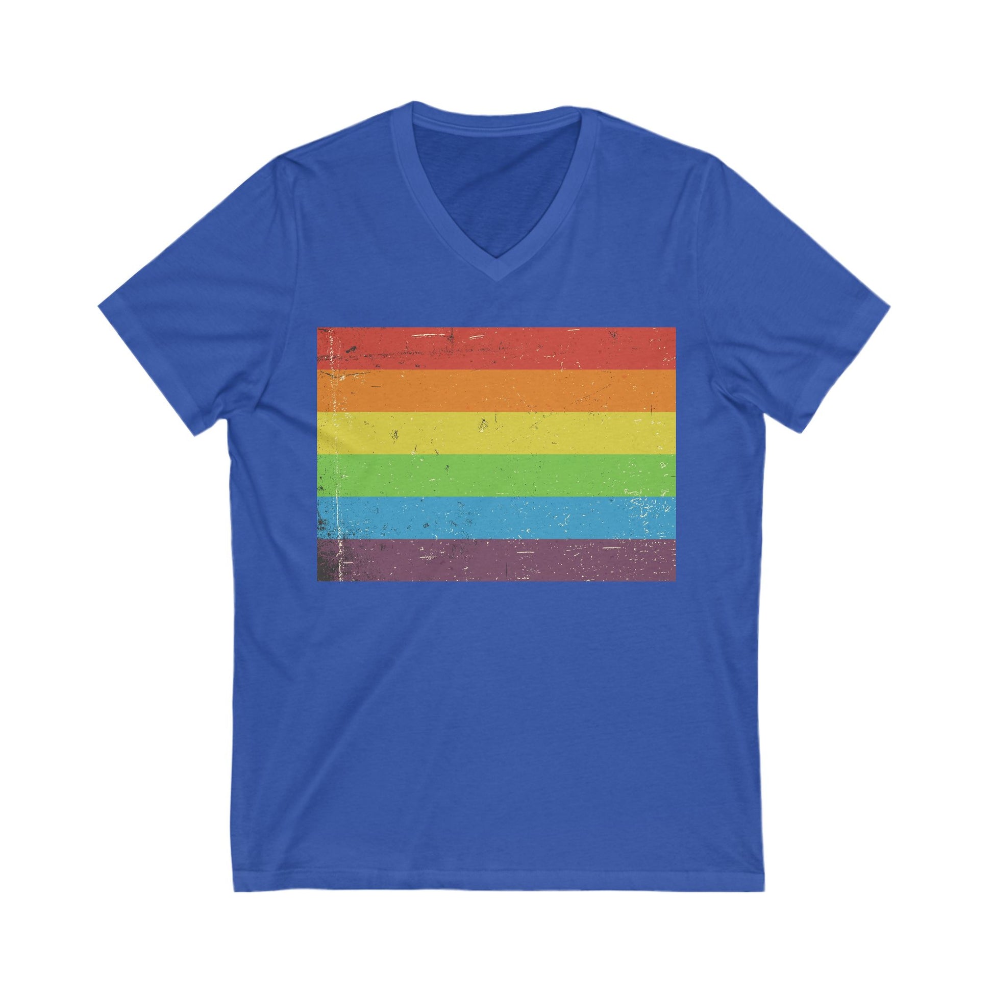 V-Neck T-Shirt | Distressed Vintage Pride Flag