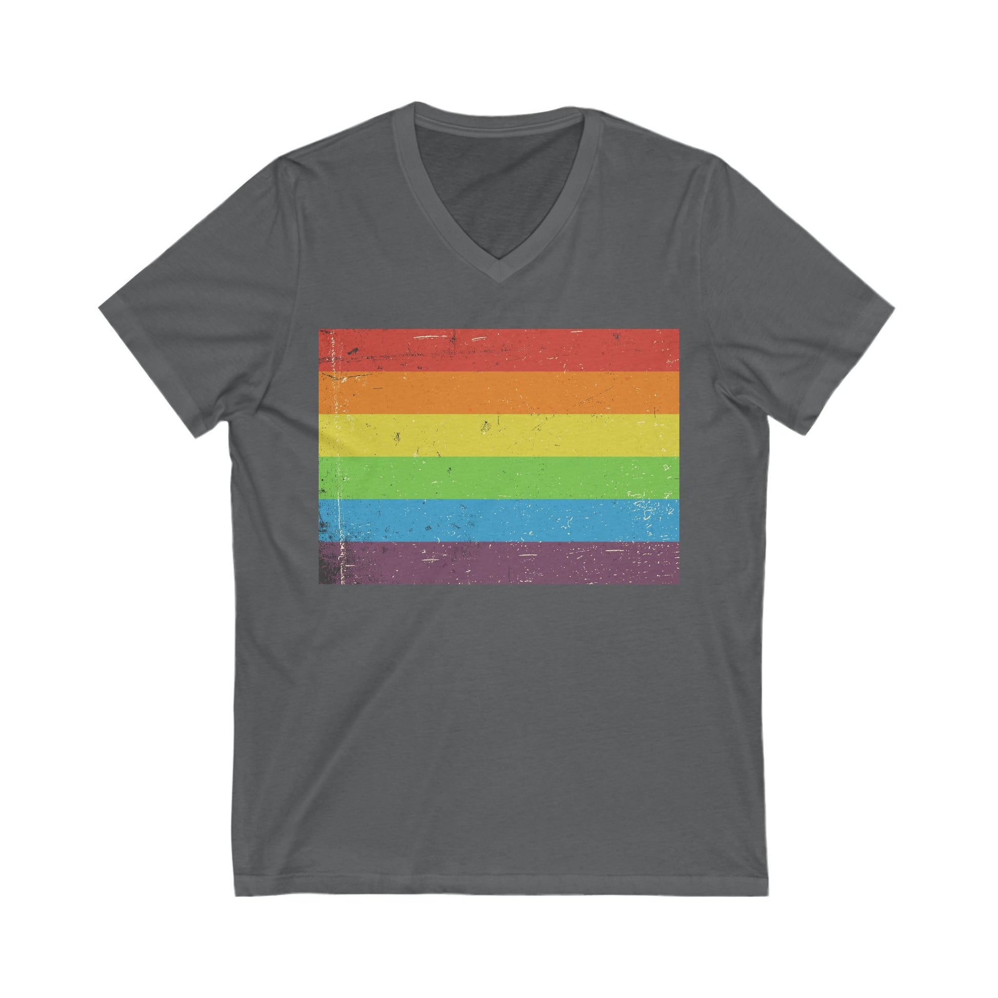 V-Neck T-Shirt | Distressed Vintage Pride Flag