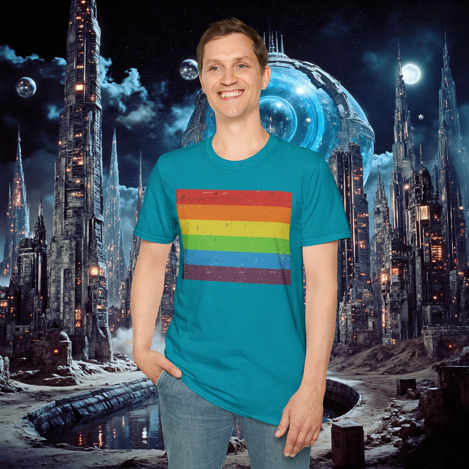 T-Shirt | Distressed Vintage Pride Flag