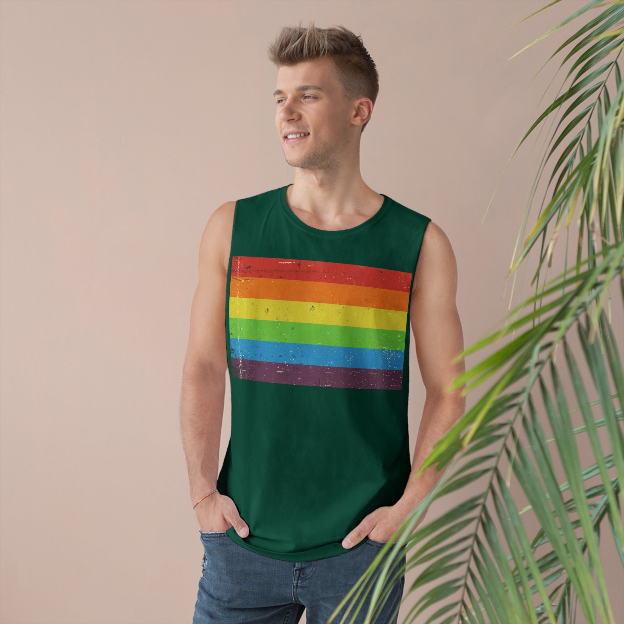 Muscle Tank | Distressed Vintage Pride Flag