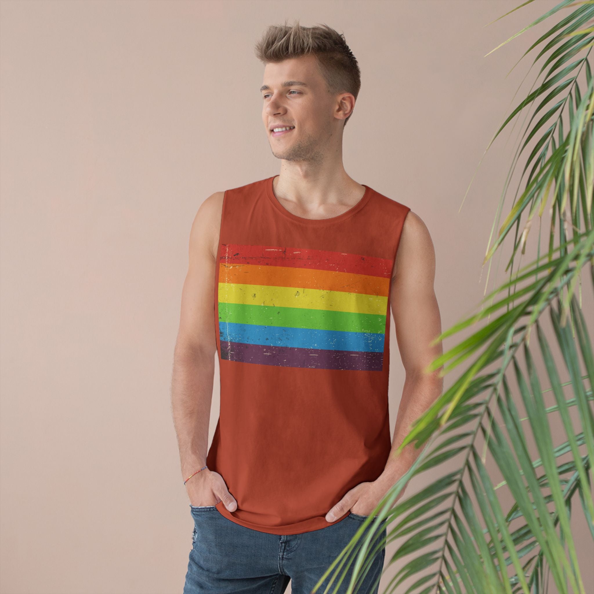 Muscle Tank | Distressed Vintage Pride Flag