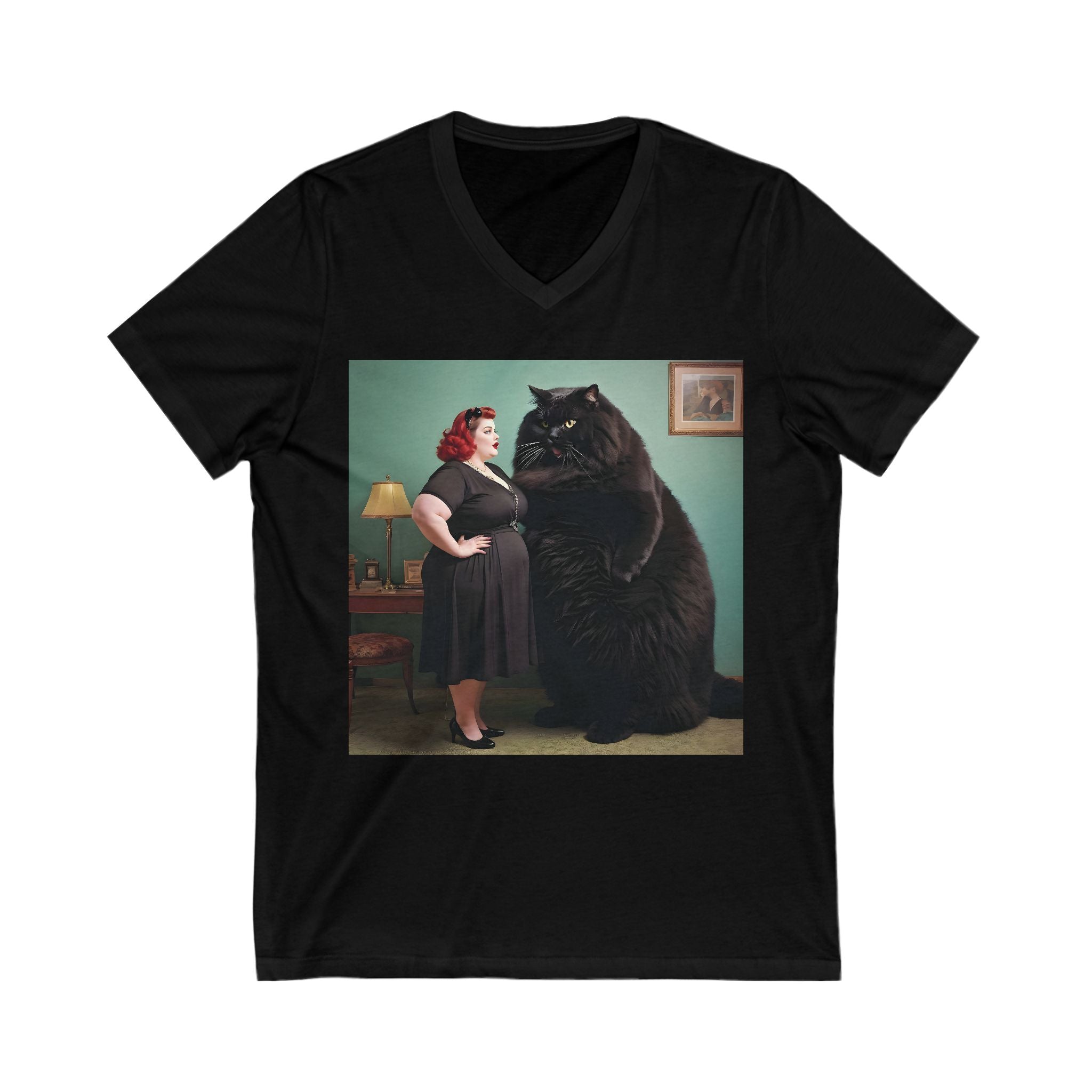 V-Neck T-Shirt | Black Pussy