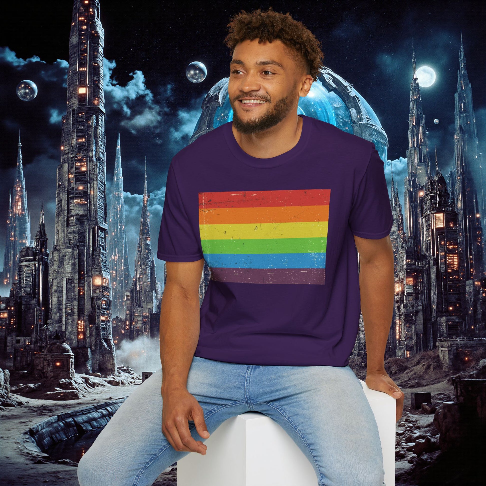 T-Shirt | Distressed Vintage Pride Flag
