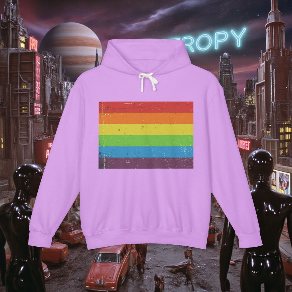 Hoodie Sweatshirt | Distressed Vintage Pride Flag