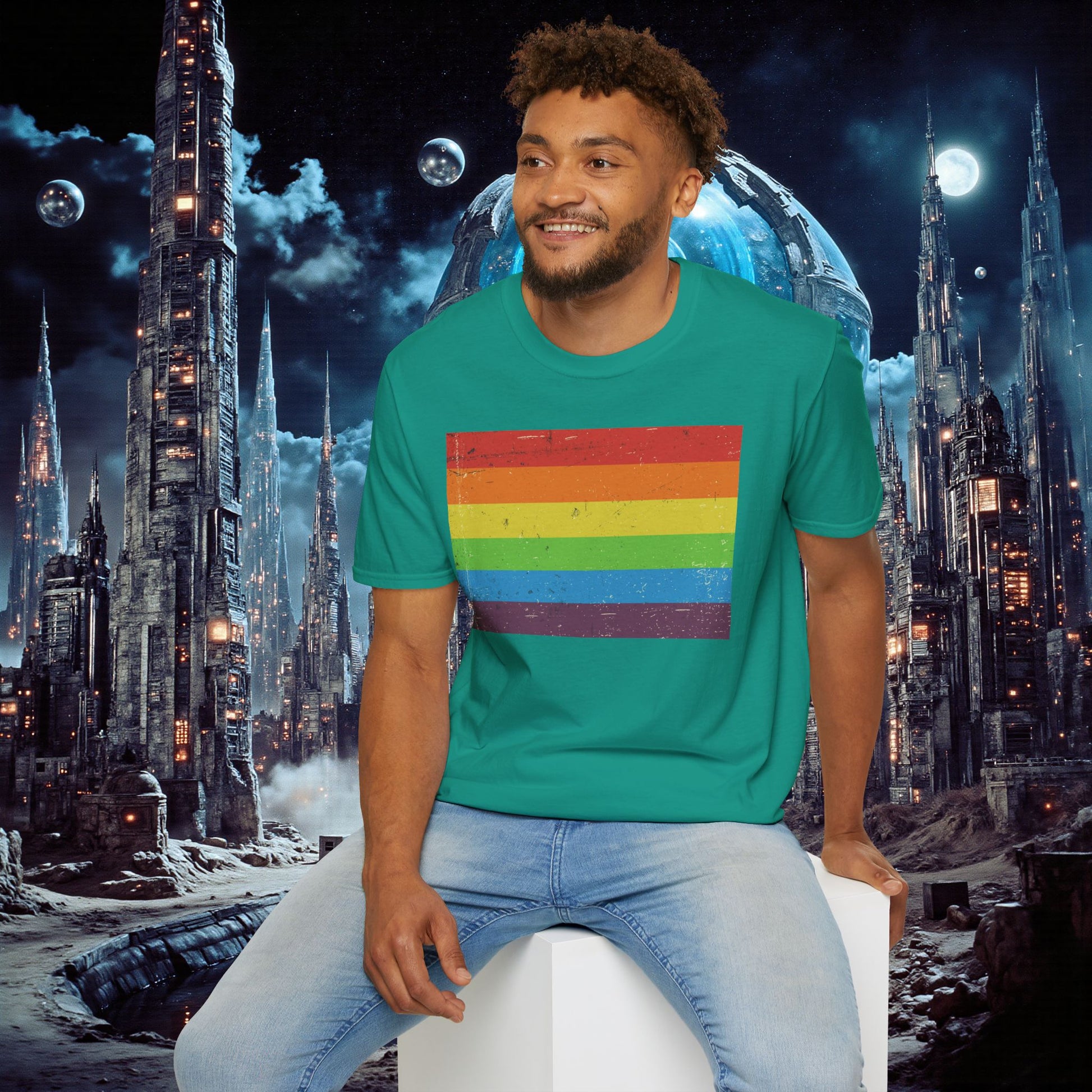 T-Shirt | Distressed Vintage Pride Flag