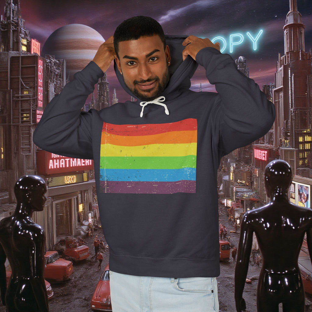 Hoodie Sweatshirt | Distressed Vintage Pride Flag
